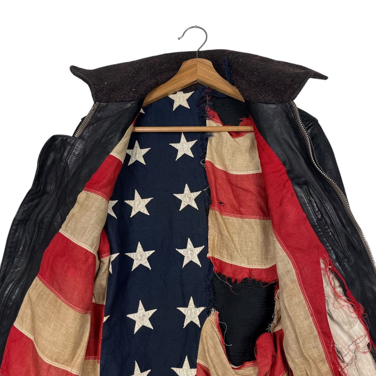 Vintage Vintage Seveskig American Flag Talon Zipper Leather Jacket Size US XS / EU 42 / 0 - 12 Thumbnail