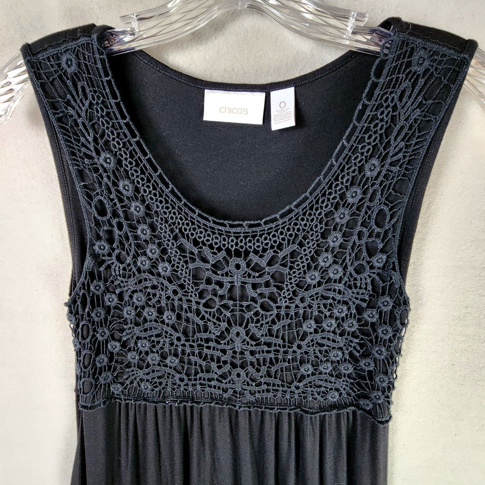 Chicos Chico's Crochet Lace Bodice Maxi Dress Size 4 Black Size S / US 4 / IT 40 - 3 Thumbnail