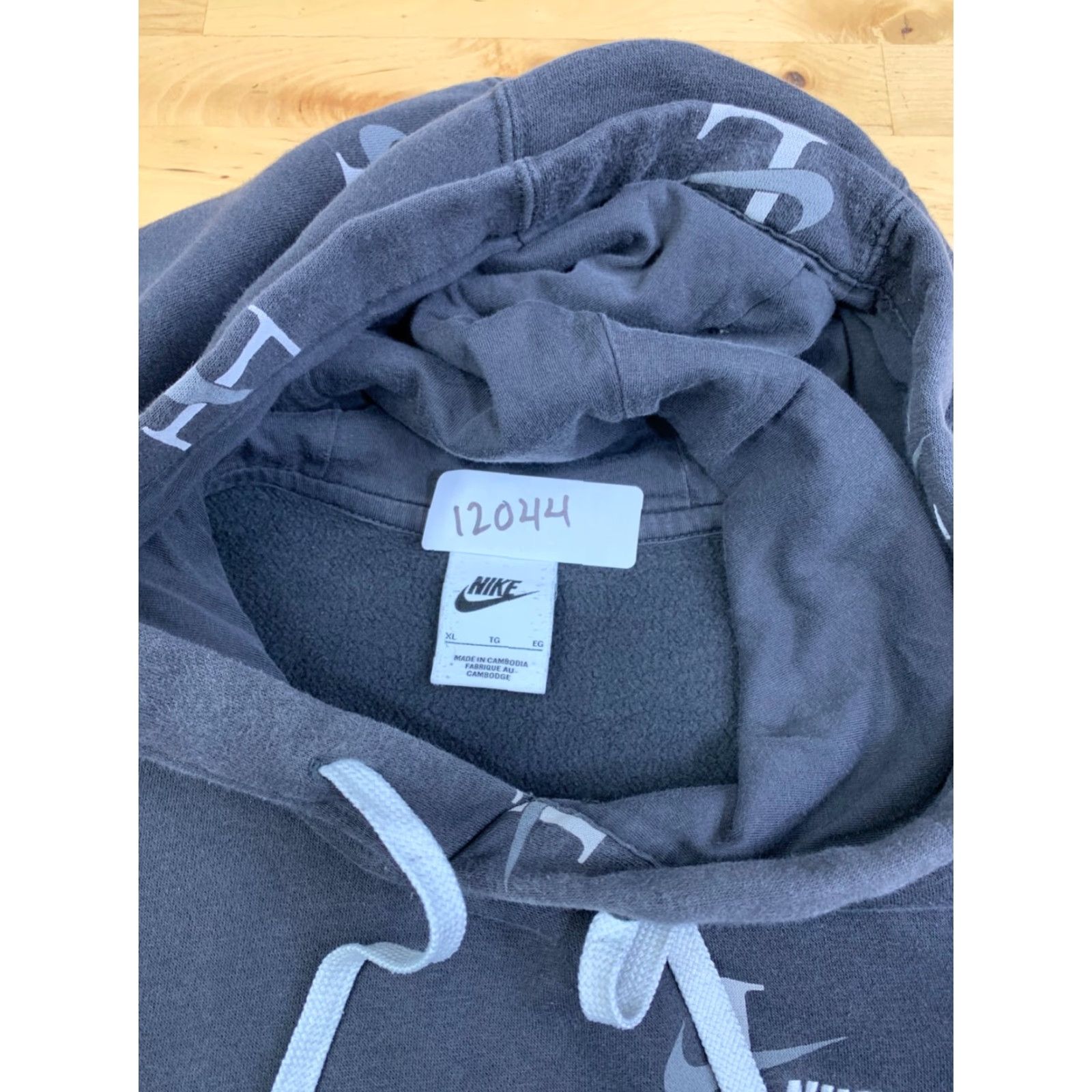 Nike Nike Hoodie Mens XL Black AOP Pullover Logo Faded Swoosh 12044 Size US XL / EU 56 / 4 - 2 Thumbnail
