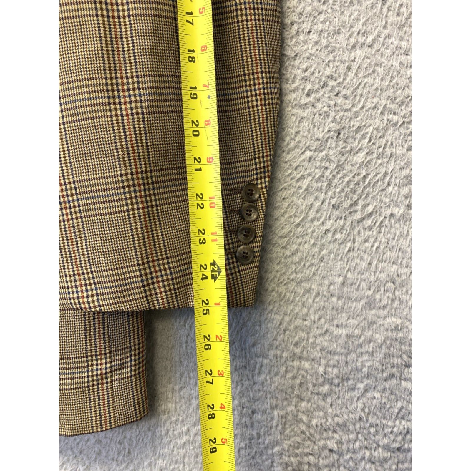 Bugatti MENS BUGATTI PLAID BLAZER 42R EU 56 LIGHT BROWN WOOL SPORT COAT TUXEDO Size 42R - 6 Thumbnail