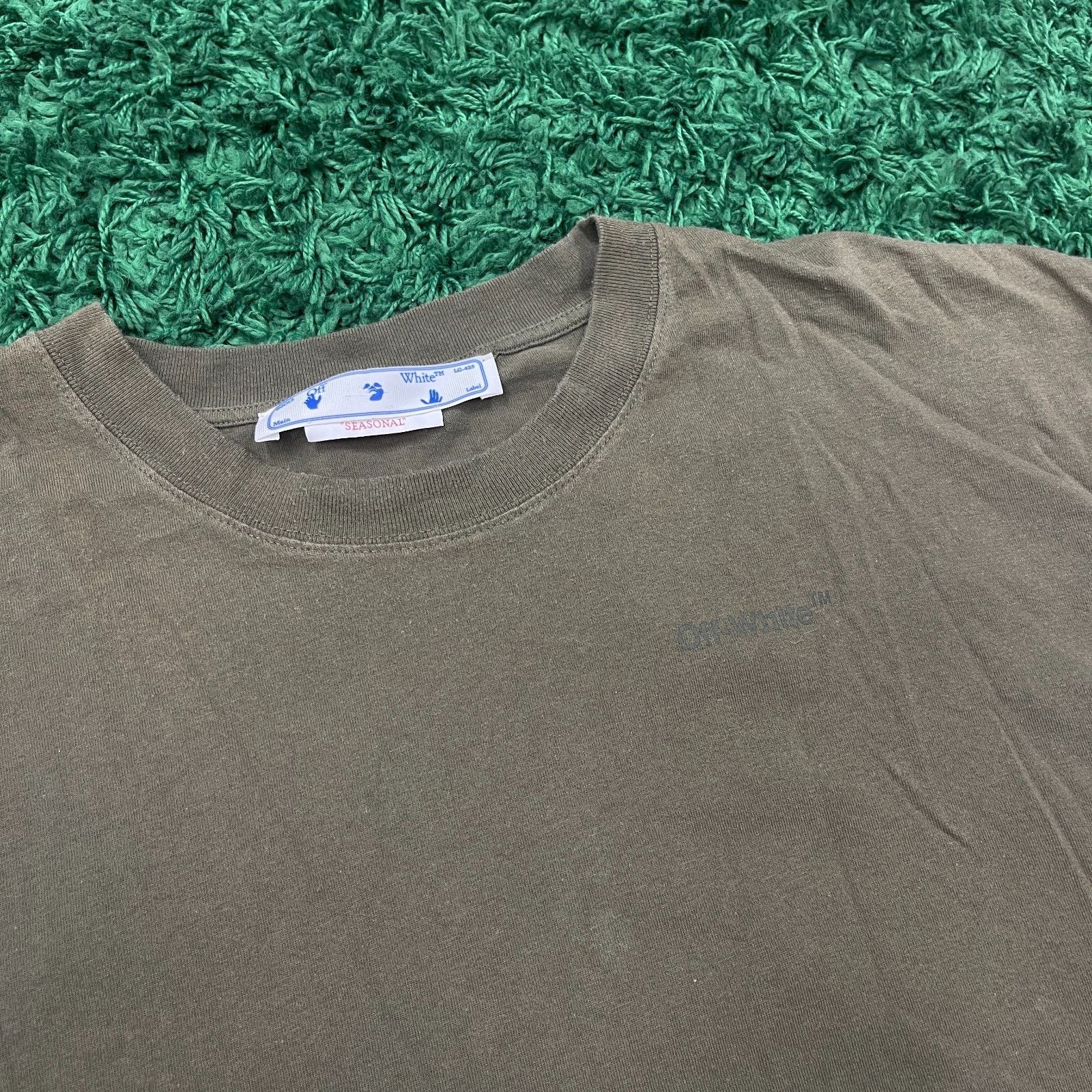 Off-White Off-White Diagonal Tab Logo Olive Green Tee XL Oversized Size US XL / EU 56 / 4 - 5 Thumbnail