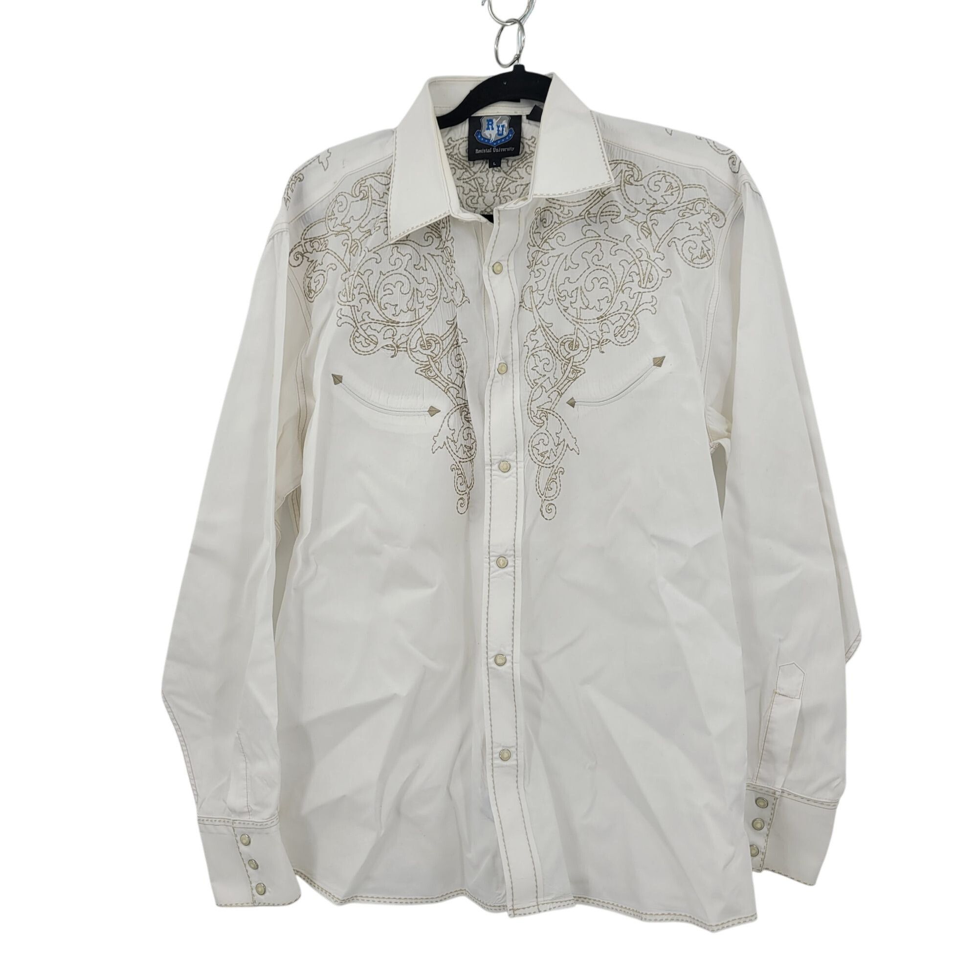Other Resistol University Fit White Western Embroidered Pearl Snap Size US L / EU 52-54 / 3 - 1 Thumbnail