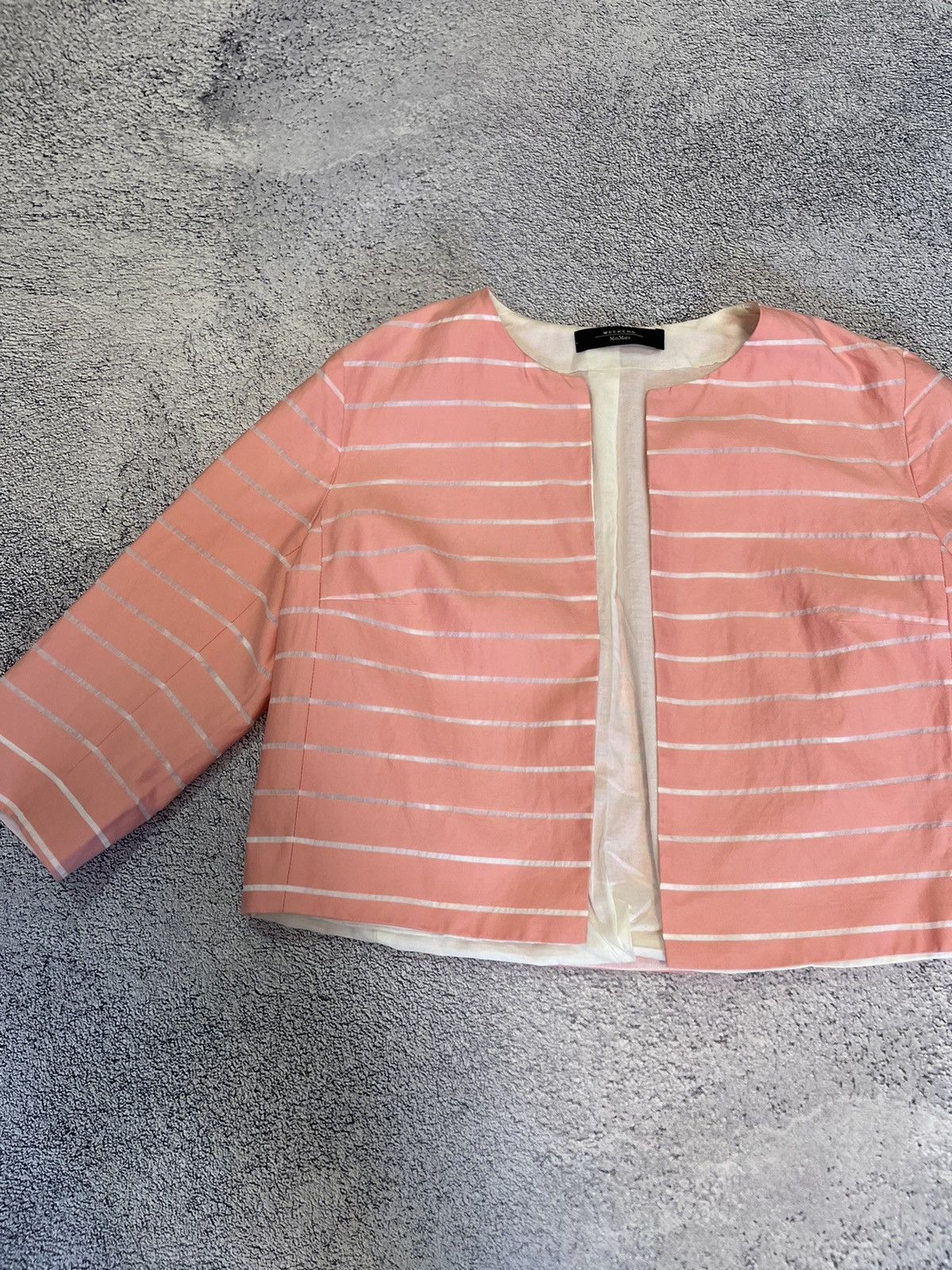 Weekend Max Mara Weekend Max Mara Pink Cropped Silk-Cotton Blazer Jacket 36 Size S / US 4 / IT 40 - 7 Thumbnail