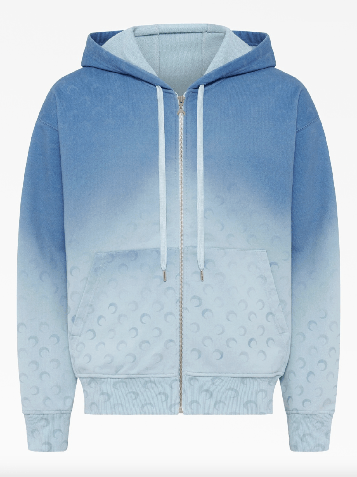 Marine Serre Marine Serre Blue Moon Faded Fleece Hoodie Size S / US 4 / IT 40 - 1 Thumbnail