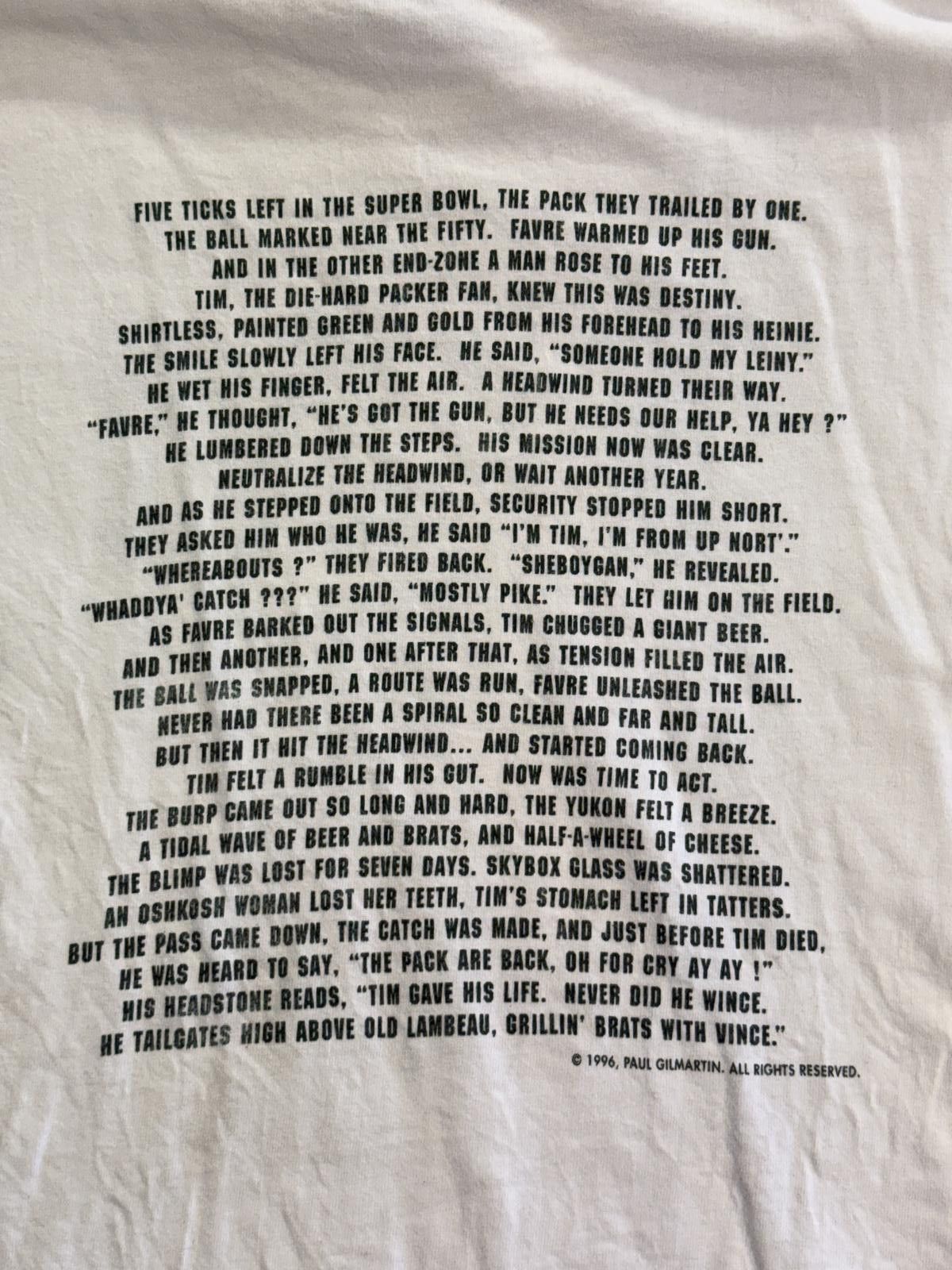 Hanes Vintage Green Bay Packers Fan Shirt Tim Poem Paul Gilmartin Size US XL / EU 56 / 4 - 5 Thumbnail