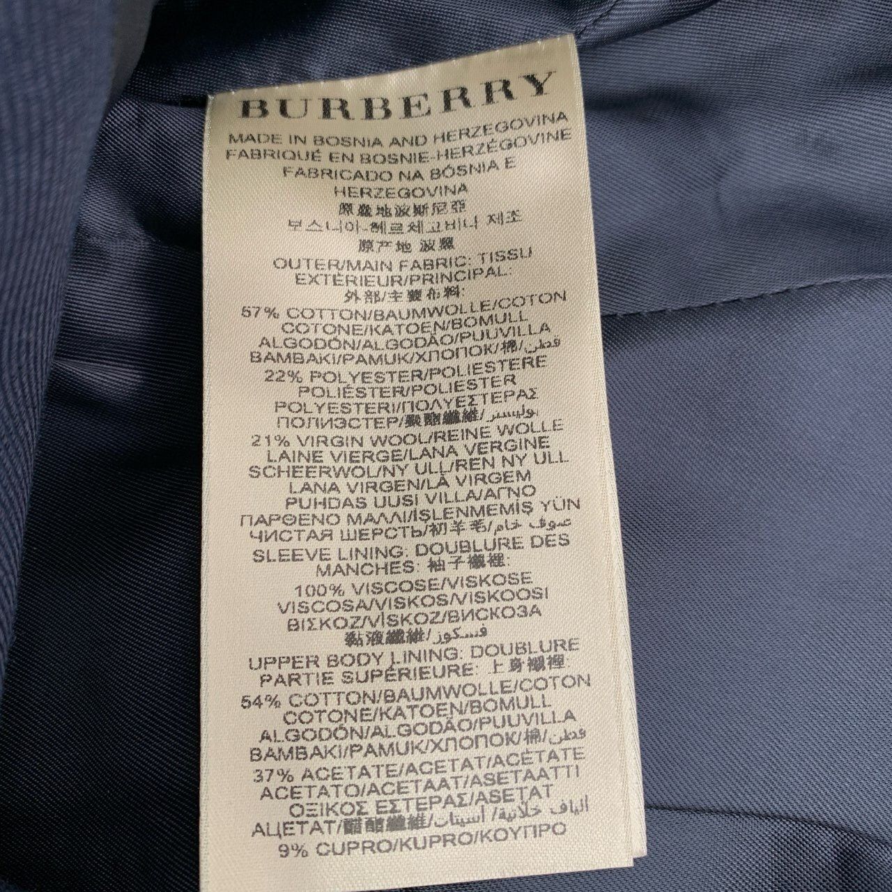 Burberry [Burberry] Double-Breasted Notched Lapel Navy Blue Cotton-Wo Size S / US 4 / IT 40 - 2 Thumbnail