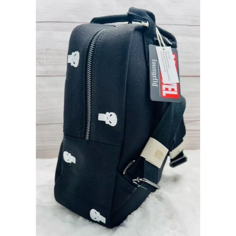 Disney Loungefly Marvel The Punisher Allover Skull Mini Backpack NW Size ONE SIZE - 3 Thumbnail
