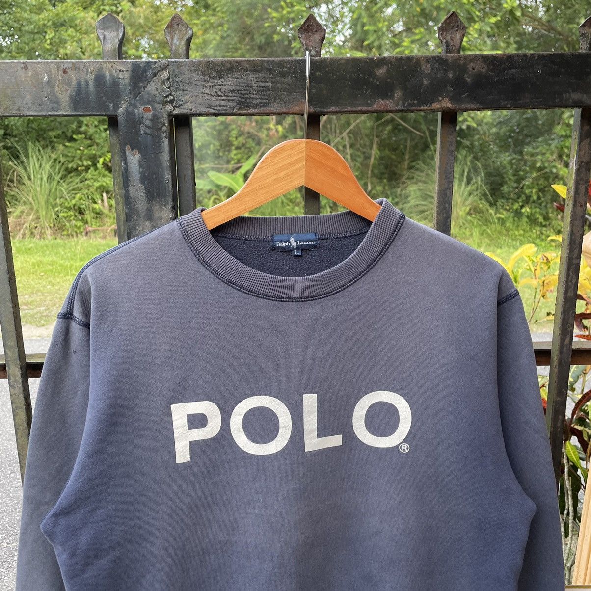 Ralph Lauren 🔥Vintage Polo Ralph Lauren Big Spellout Sun Faded Sweatshirt Size US M / EU 48-50 / 2 - 4 Thumbnail