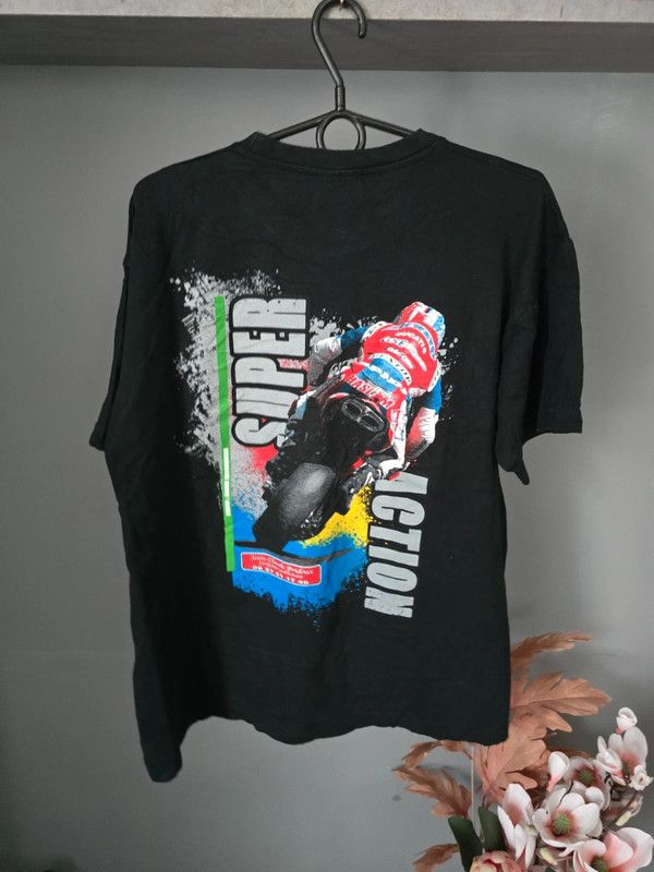 Vintage Black vintage t-shirt super action motorcycle racing Size US L / EU 52-54 / 3 - 3 Thumbnail