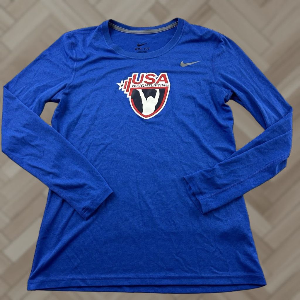 Nike Nike Dri-Fit USA Weightlifting Long Sleeve T Shirt Women's Medium Blue Size M / US 6-8 / IT 42-44 - 1 Thumbnail