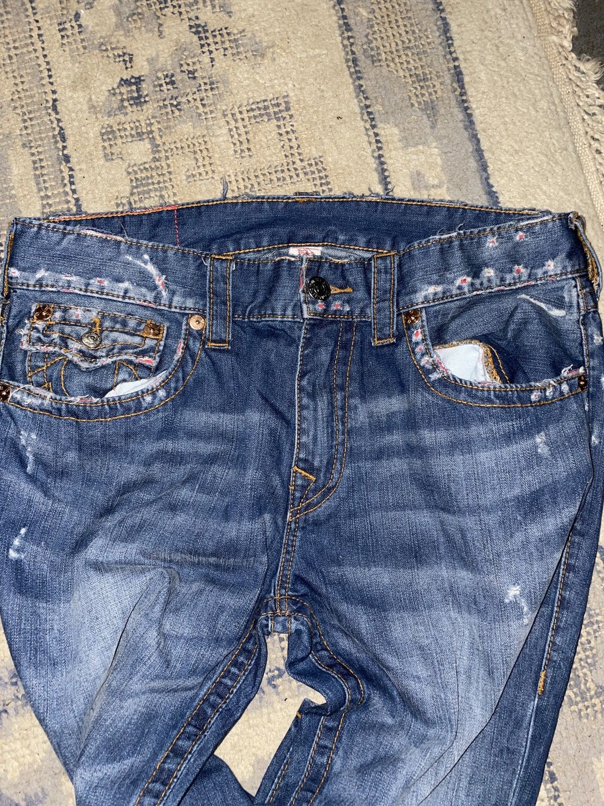 True Religion 34” True Religion Distressed Skinny Jeans Size US 34 / EU 50 - 10 Thumbnail