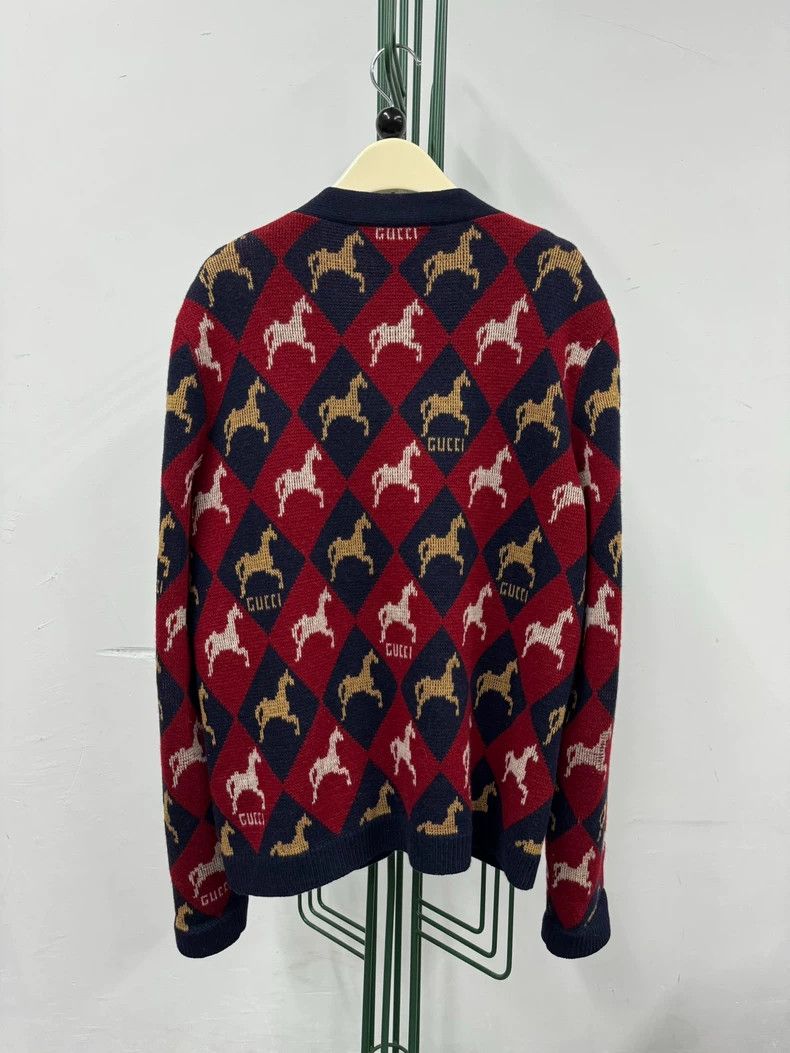 Gucci Gucci Little Pony Diamond Wool Knitted Cardigan coat Size S / US 4 / IT 40 - 2 Thumbnail