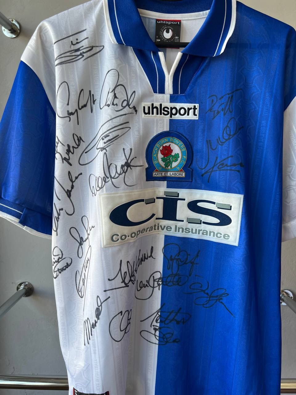 Vintage VERY RARE! 1998/2000 BLACKBURN ROVERS SIGNED UHLSPORT JERSEY Size US L / EU 52-54 / 3 - 3 Thumbnail