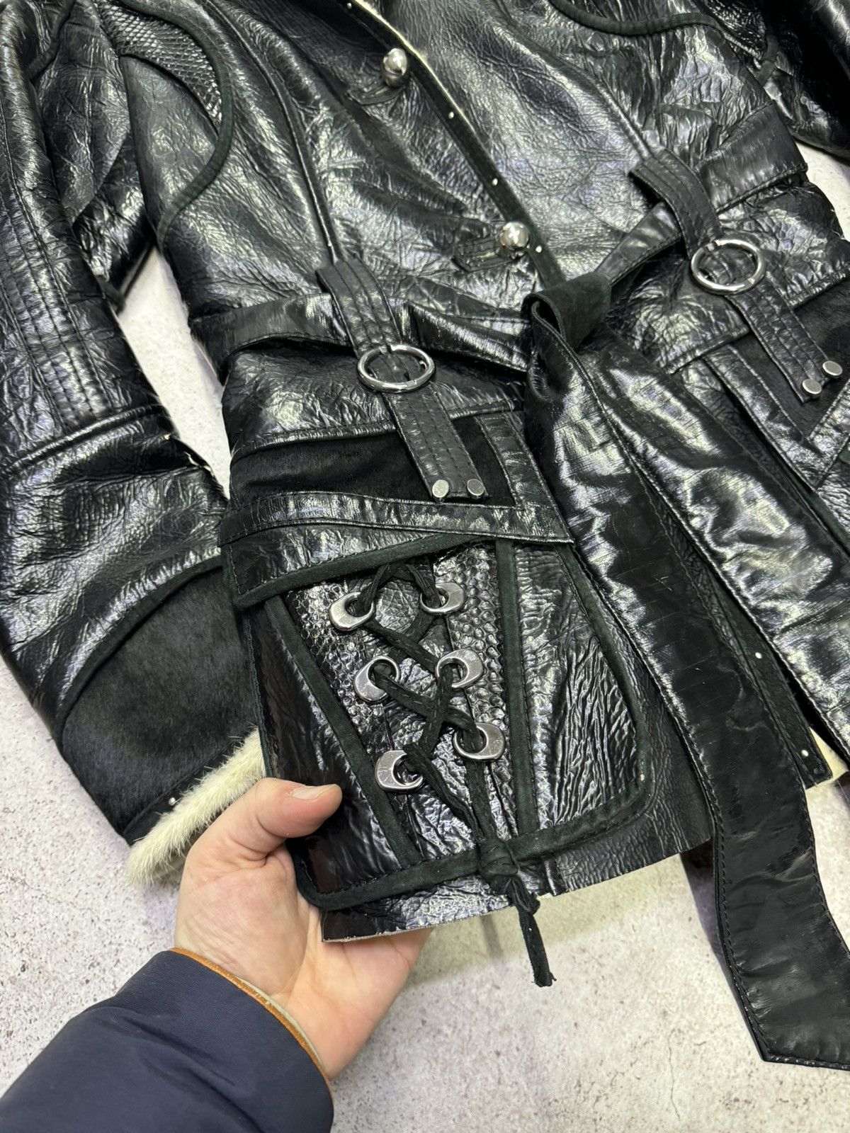 14th Addiction Vintage Patent Leather Bandage Fur Jacket Size US S / EU 44-46 / 1 - 2 Thumbnail