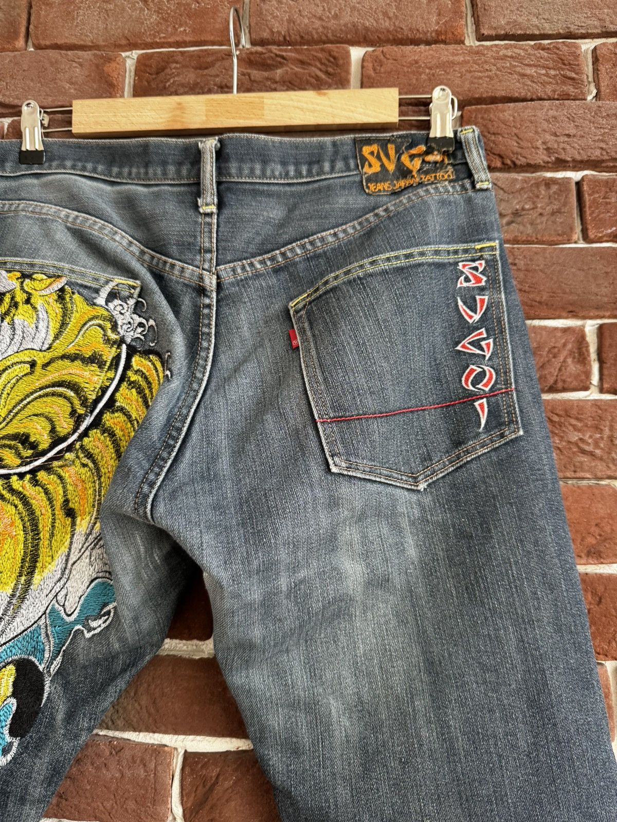 Ed Hardy Rare Vintage Sugoi Tiger Japan Denim Drip Pants Y2K 00s 36 Size US 36 / EU 52 - 10 Thumbnail
