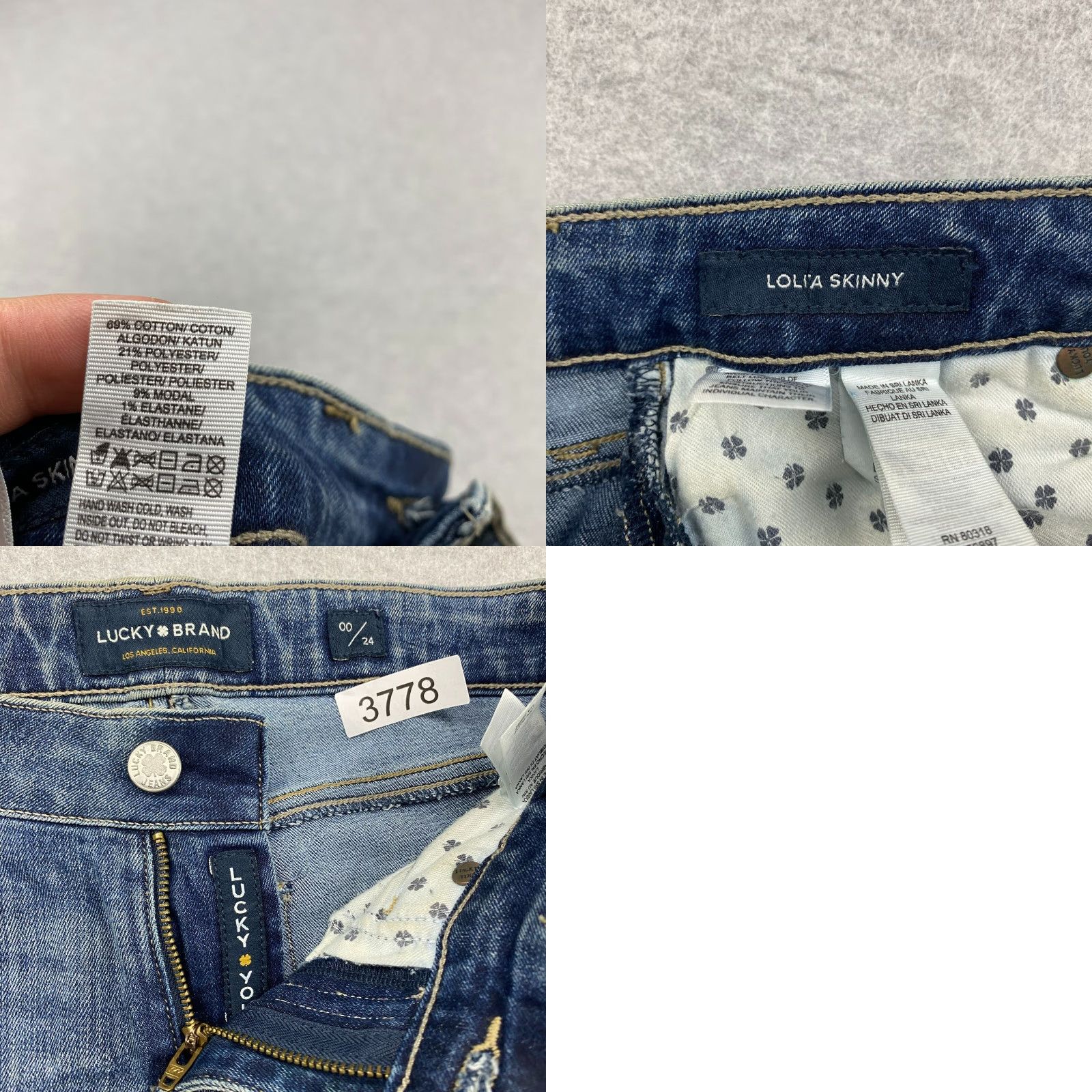 Lucky Brand Lucky Brand Lolita Skinny Jeans Womens 00 / 24 Blue Mid Rise Silver Side Stripe Denim 5-Pocket Stretch Distressed Modern Female Jeans Size 24" / US 00 / IT 34 - 10 Thumbnail