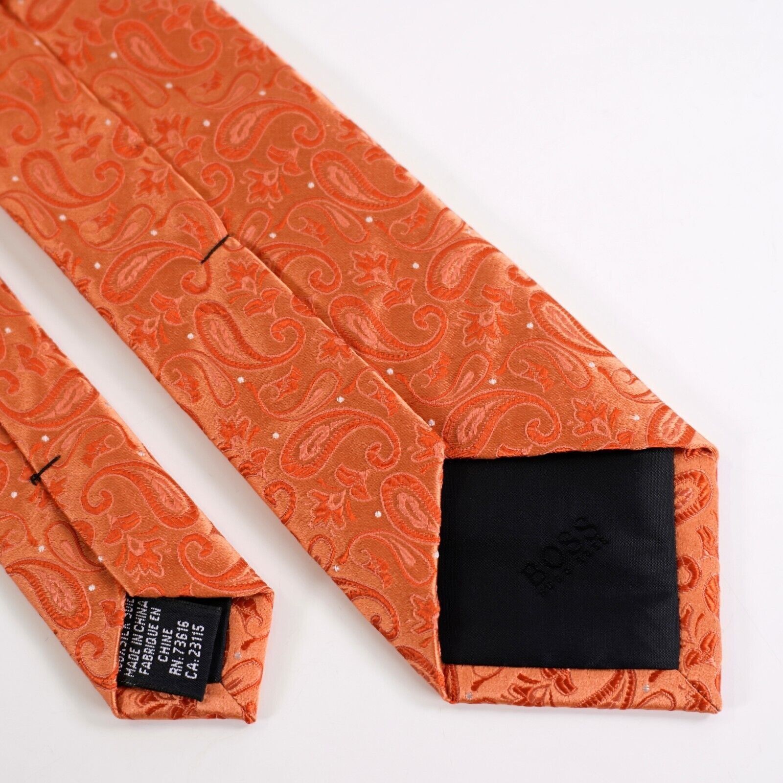 Hugo Boss Boss Hugo Boss Woven Orange Paisley Skinny Silk Tie Size ONE SIZE - 5 Thumbnail