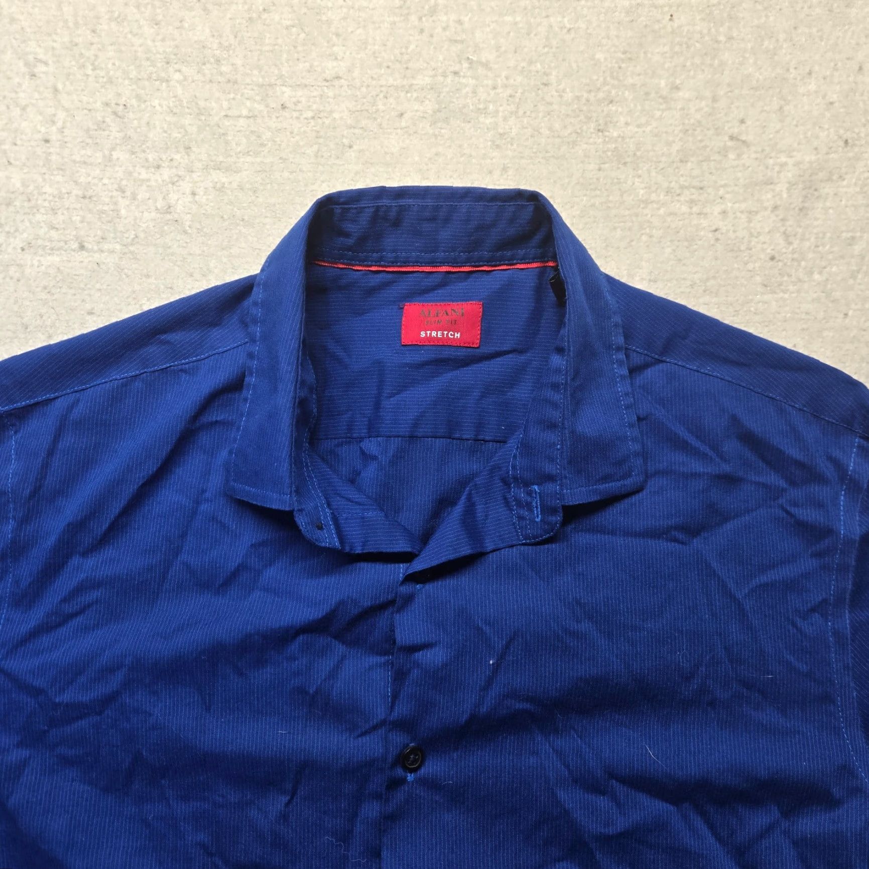 Alfani Alfani Shirt Mens Regular Medium Blue Solid Stretch Dress Shirt 72% Cotton/25% Nylon/3% Spandex AlfaTech 15-15.5 32-33 M Size 40R - 2 Thumbnail