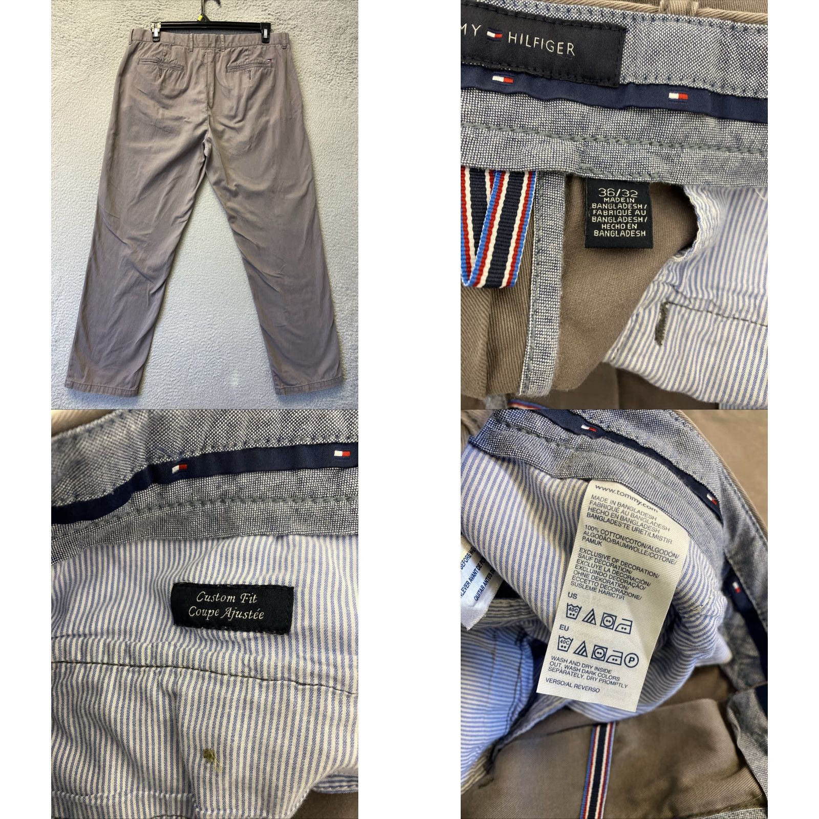 Tommy Hilfiger TOMMY HILFIGER Chino Pants Men's 36x32 Gray Straight Classic Casual Regular Fit Size US 36 / EU 52 - 8 Thumbnail