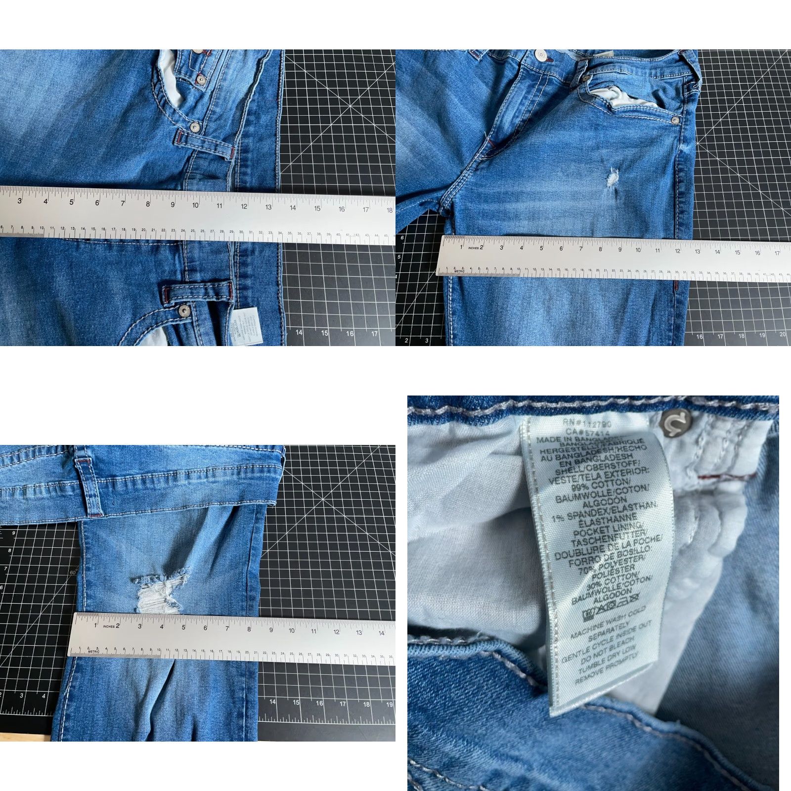True Religion VINTAGE True Religion Ricky Relaxed Jeans Men's 40 x 33 Distressed Blue Denim 90s Rock Size US 40 / EU 56 - 8 Thumbnail