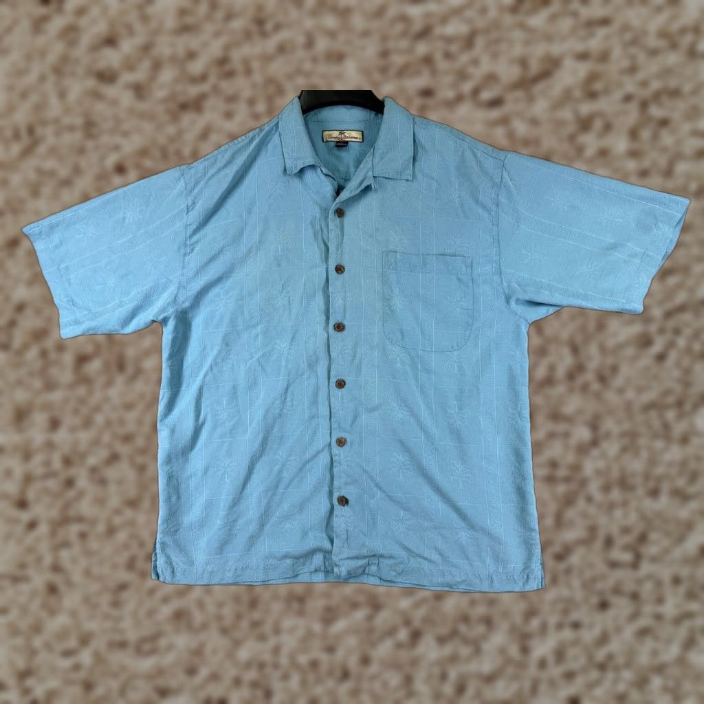 Tommy Bahama Tommy Bahama Shirt Geometric Palm Tree Pattern Men Large Blue 100% Silk READ Size US L / EU 52-54 / 3 - 1 Thumbnail