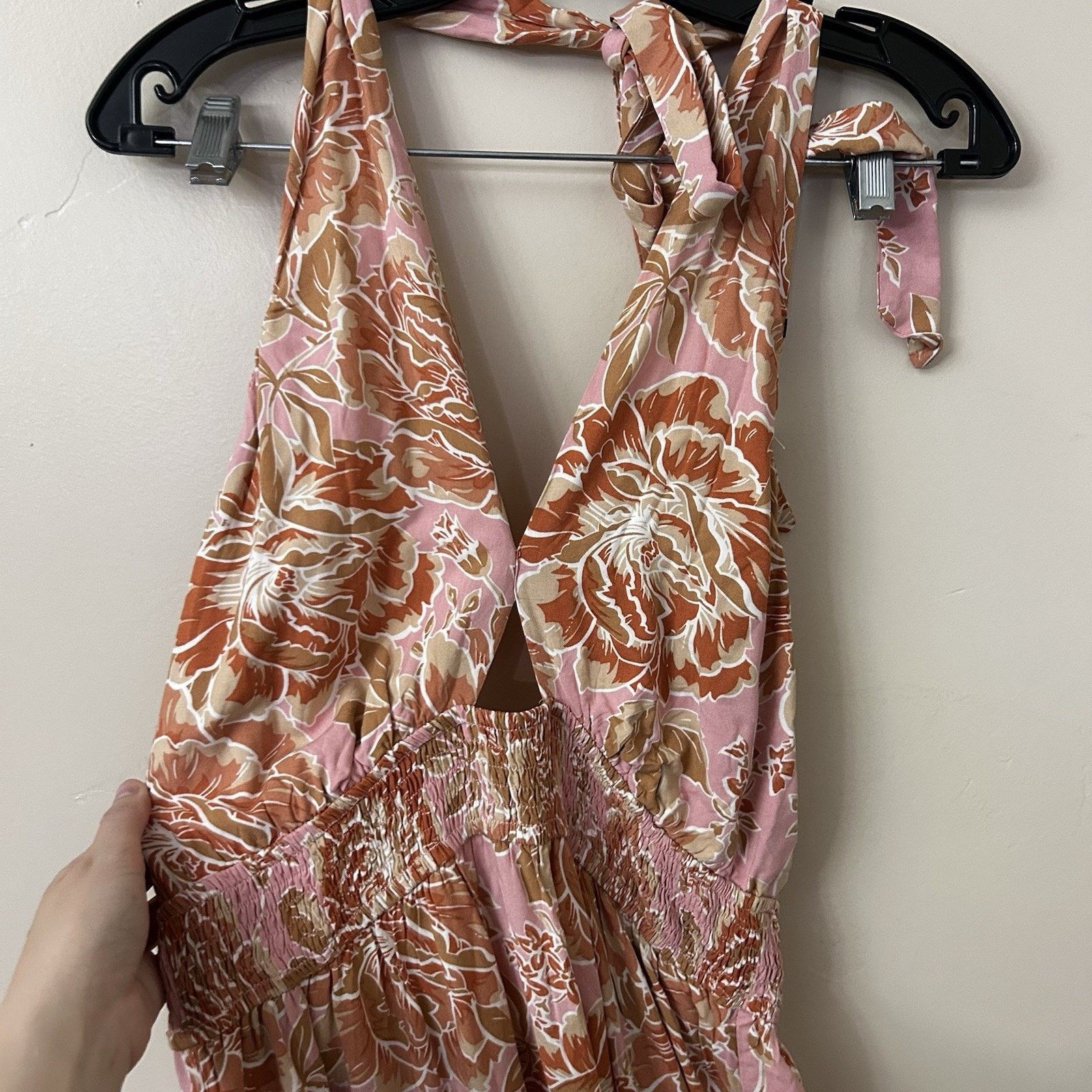 Other Women's Zesica Peach Floral Halter Maxi Sundress Sz L Size L / US 10 / IT 46 - 2 Thumbnail