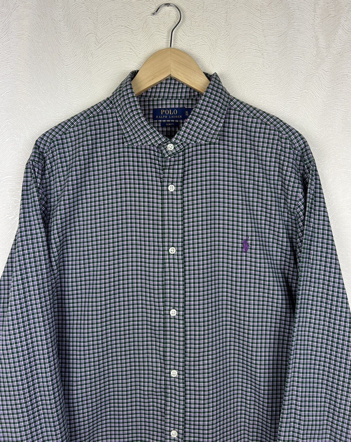 Polo Ralph Lauren Polo Ralph Lauren Green Check Slim Fit Shirt Sz XL Size US XL / EU 56 / 4 - 3 Thumbnail