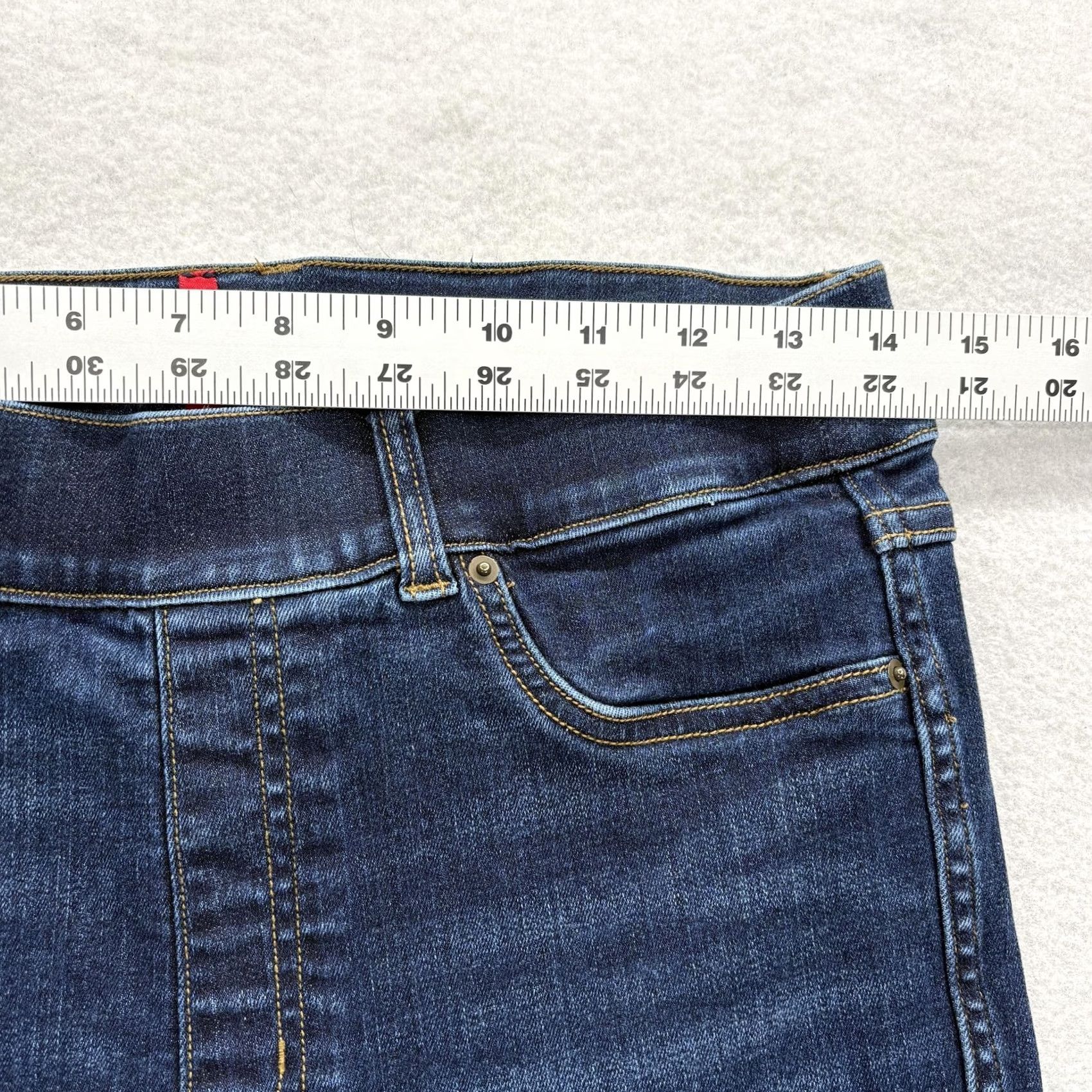 Spanx VINTAGE Spanx Pull On Skinny Jeans Womens Medium Dark Wash Blue Mid Rise Stretch Denim Size 32" / US 10 / IT 46 - 7 Thumbnail
