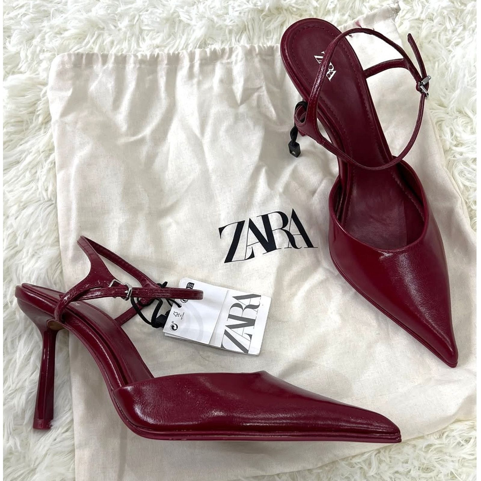 Zara ZARA Cherry Red Slingback Heels Pointed Toe Pumps NWT Size US 10 / IT 40 - 16 Thumbnail