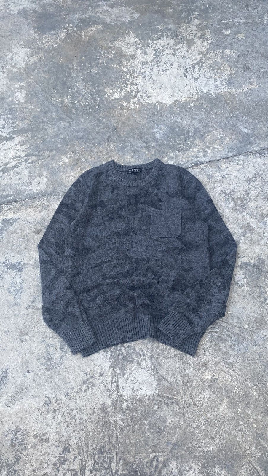 image of Beams Plus Camo Knitwear Sweater in Grey, Men's (Size Small)