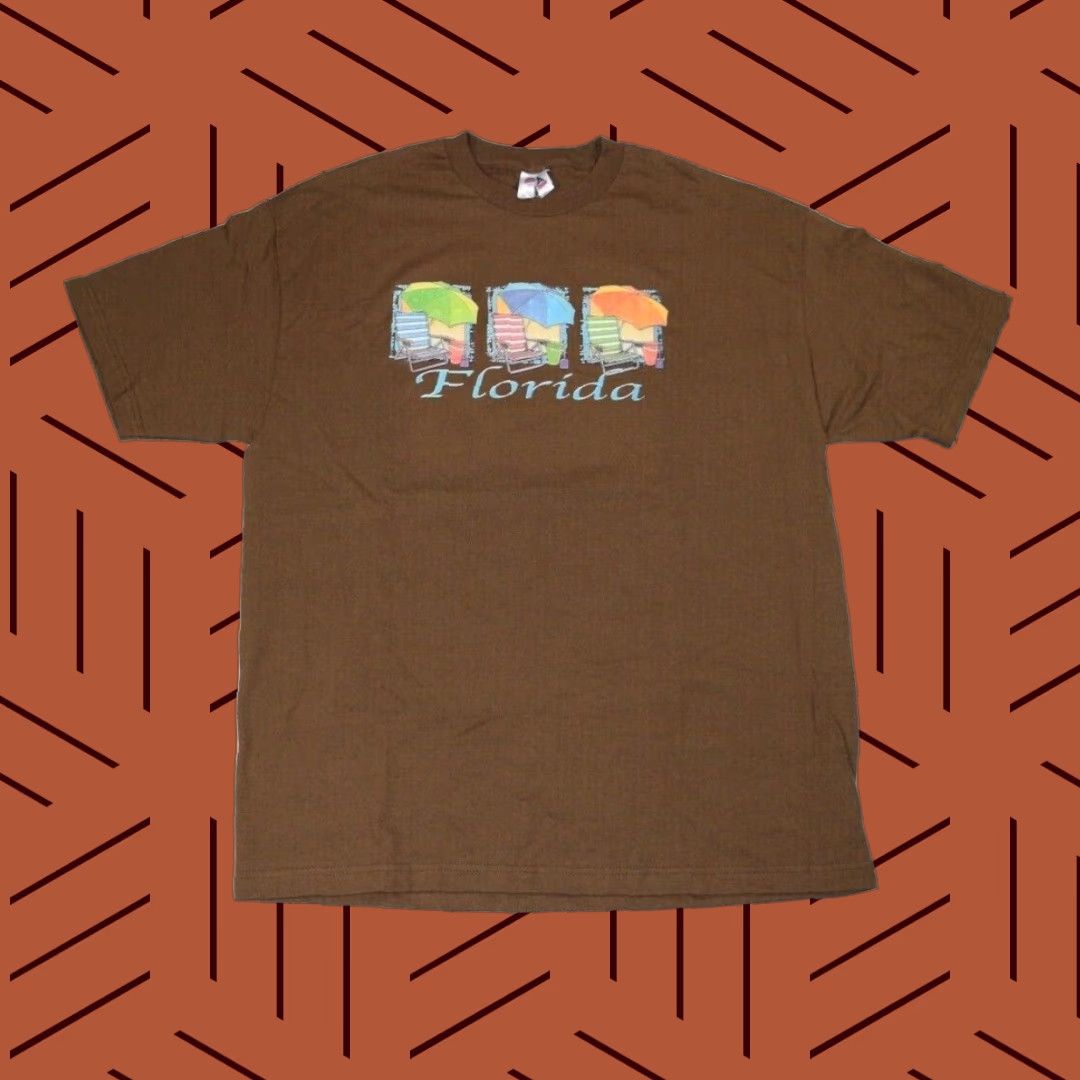 Vintage VINTAGE AllStyle T-Shirt 1/2 Crew Neck Brown Umbrella Print Florida Beach Tour Adult XL Mens Size US XL / EU 56 / 4 - 1 Thumbnail