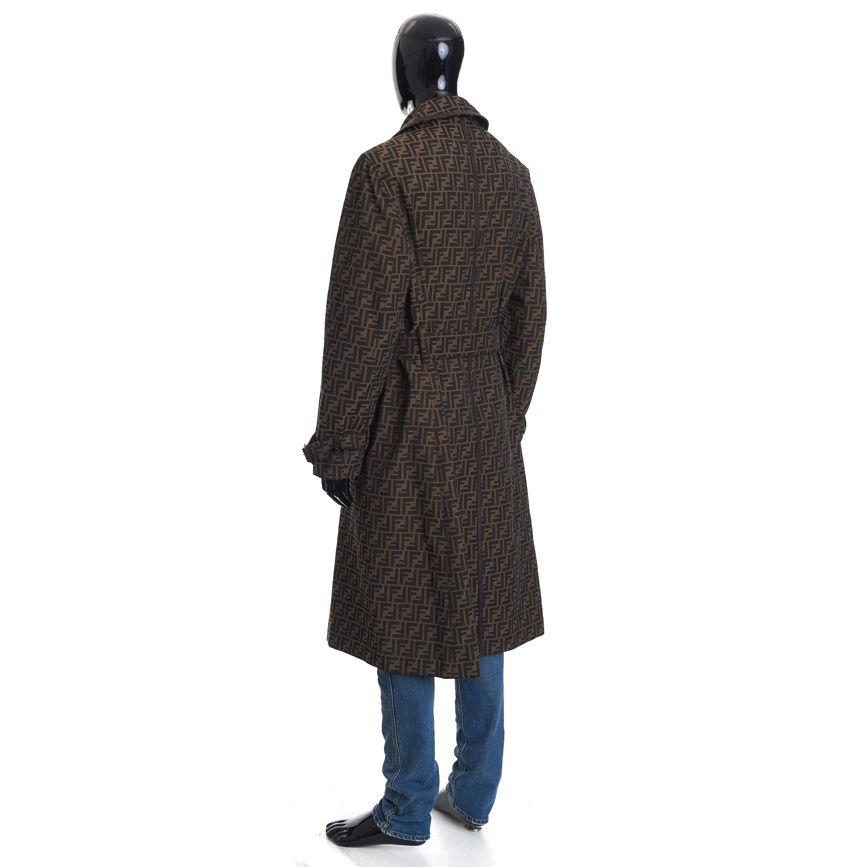 Fendi Double Breasted Trench Coat In Brown FF Jacquard Fabric Size US M / EU 48-50 / 2 - 6 Thumbnail