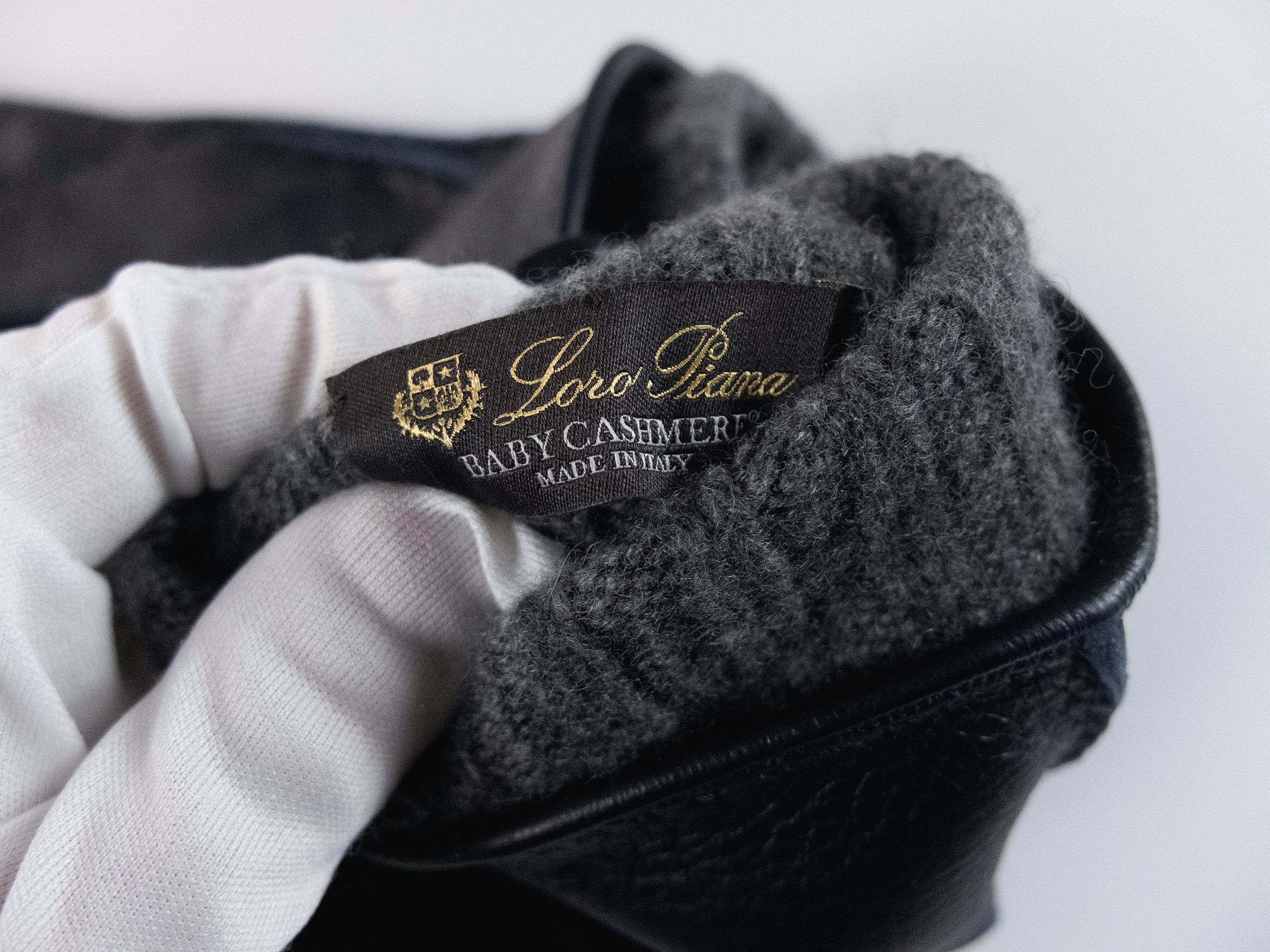 Loro Piana LORO PIANA navy blue deerskin leather & baby cashmere gloves Size ONE SIZE - 4 Thumbnail