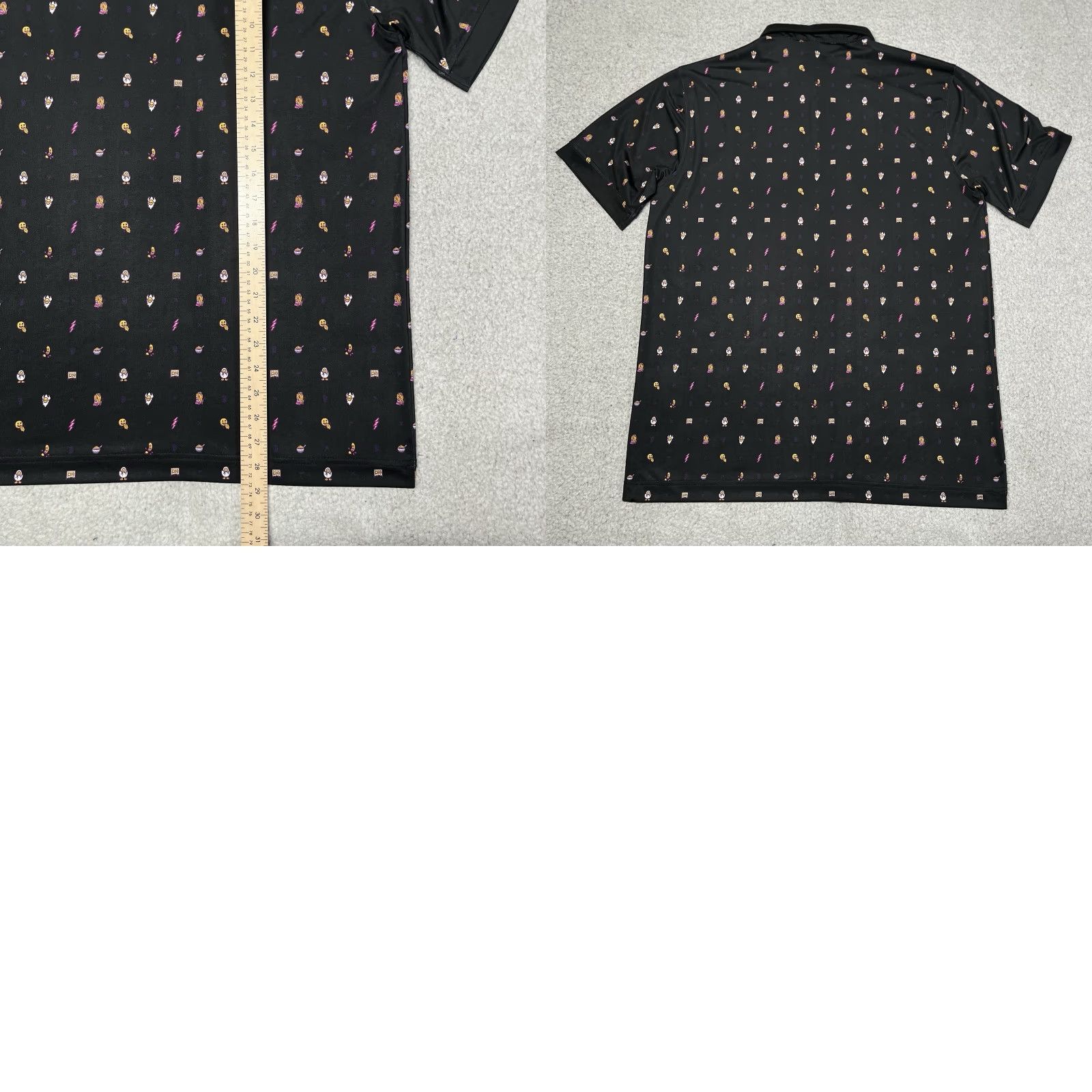 Vintage Waggle Polo Shirt Mens L Black All Over Print Performance Golf Stretch AOP Size US L / EU 52-54 / 3 - 8 Thumbnail