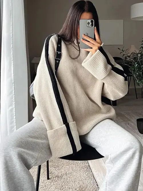 Japanese Brand × Vintage Fashion Patchwork Turtleneck Sweater For Women Size ONE SIZE - 1 Thumbnail