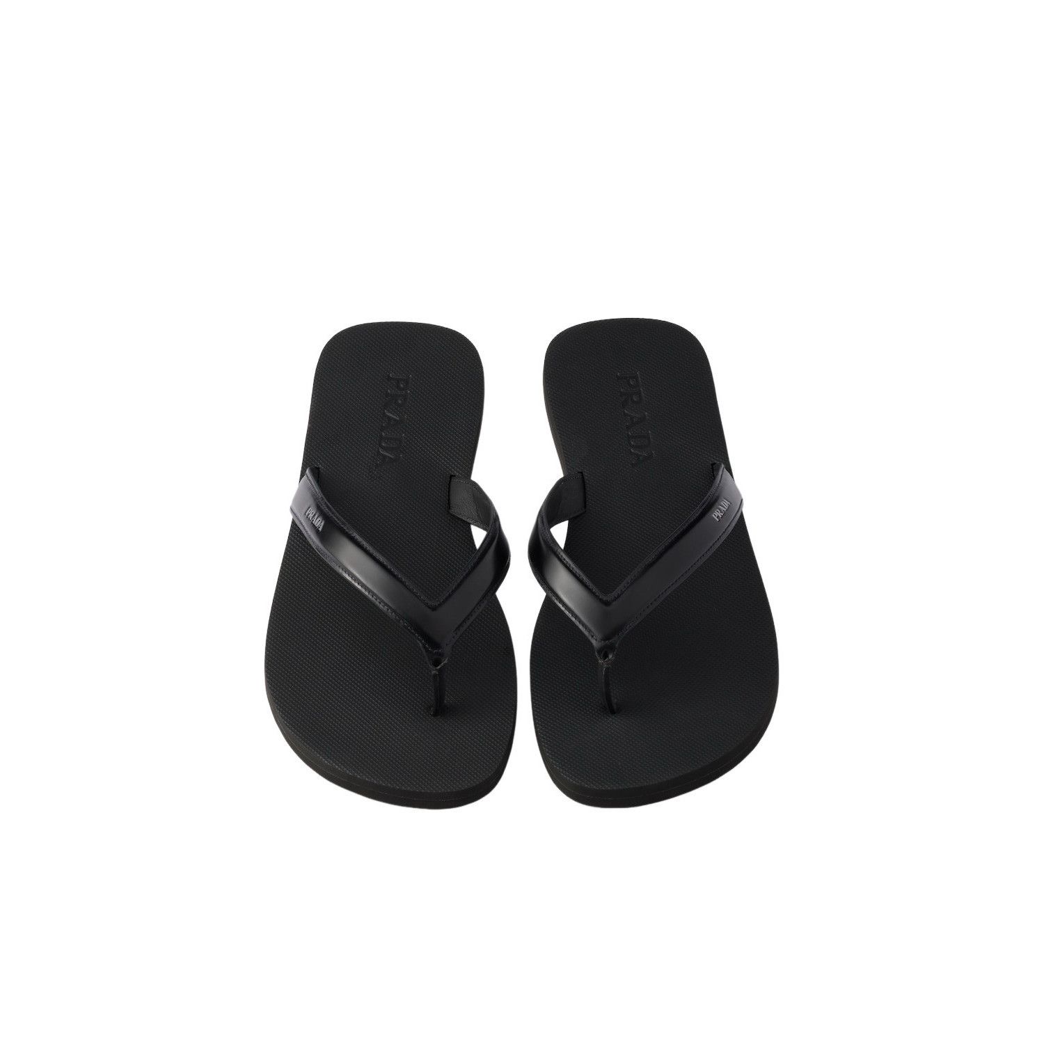 Prada PRADA $850 Black Leather Flip Flops New & Authentic (Men's s Size US 10 / EU 43 - 3 Thumbnail