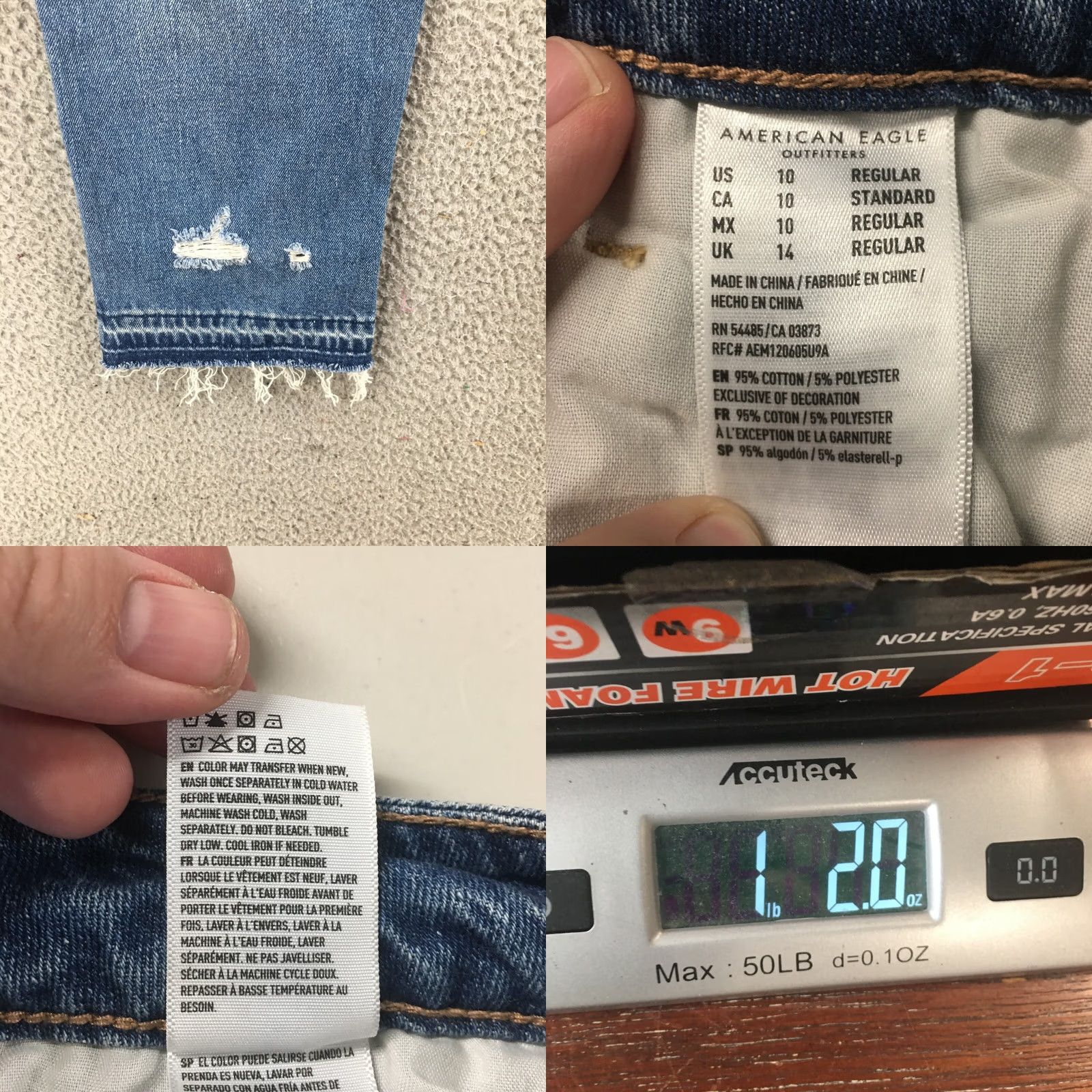 American Eagle Outfitters American Eagle Outfitters Jeans Women 10 Mid Rise Blue Denim Distressed Zip Fly Slim Skinny 5-Pocket Style Womens Size 32" / US 10 / IT 46 - 11 Thumbnail