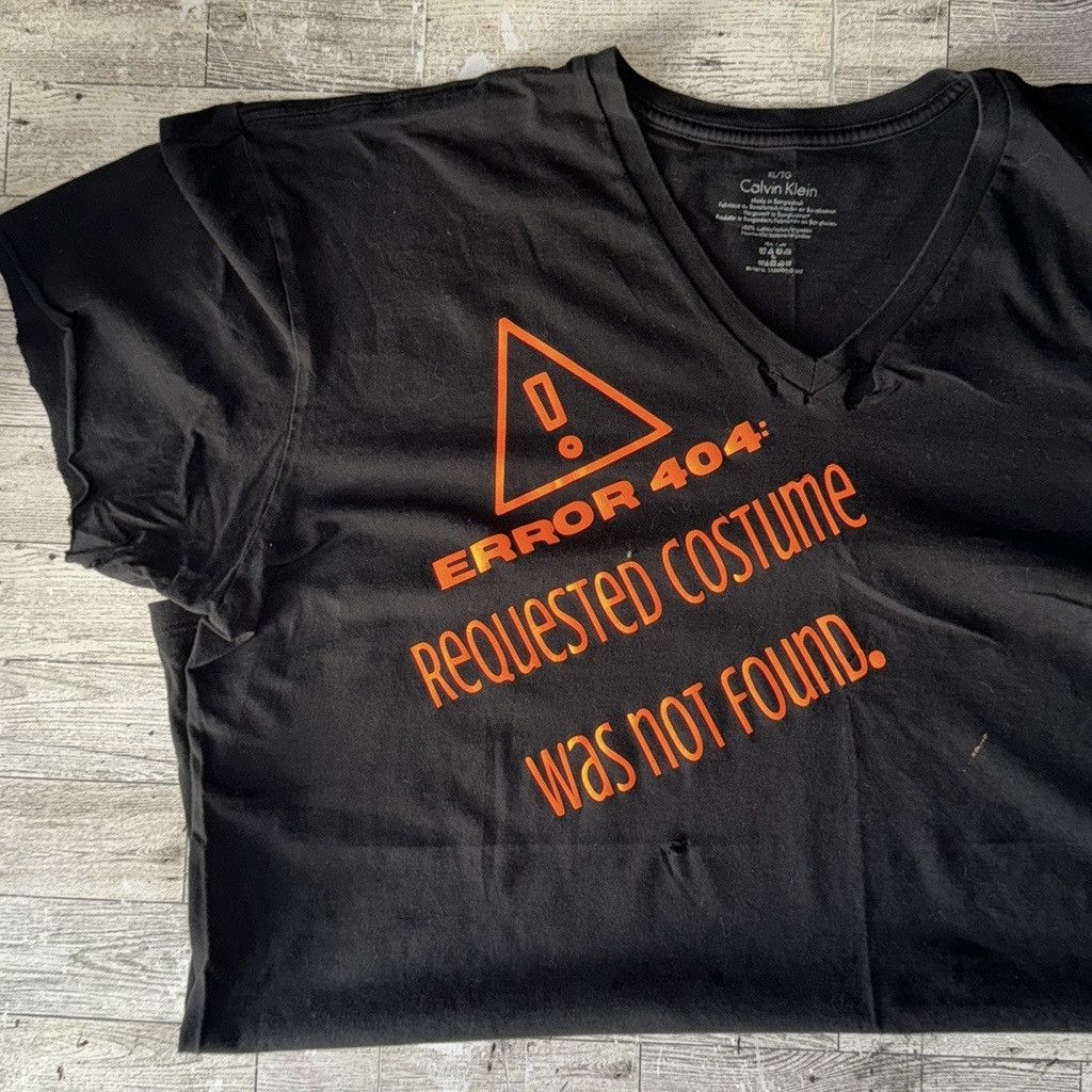 Calvin Klein ERROR, Costume Not Found, Neon, Distressed, Halloween Tee Size US XL / EU 56 / 4 - 8 Thumbnail