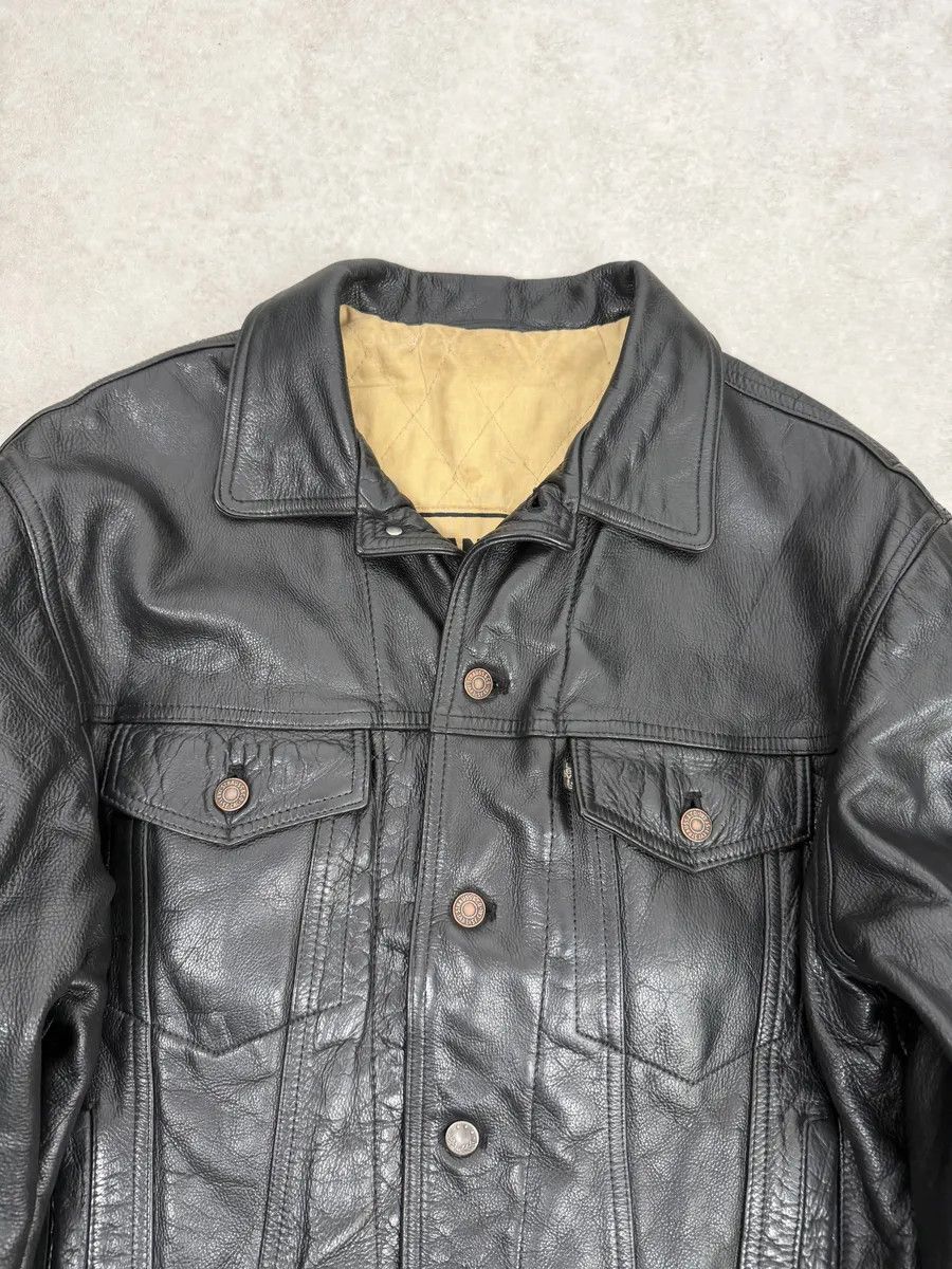 Levi's Levis Black Leather Bomber Trucker Jacket Size US M / EU 48-50 / 2 - 8 Thumbnail