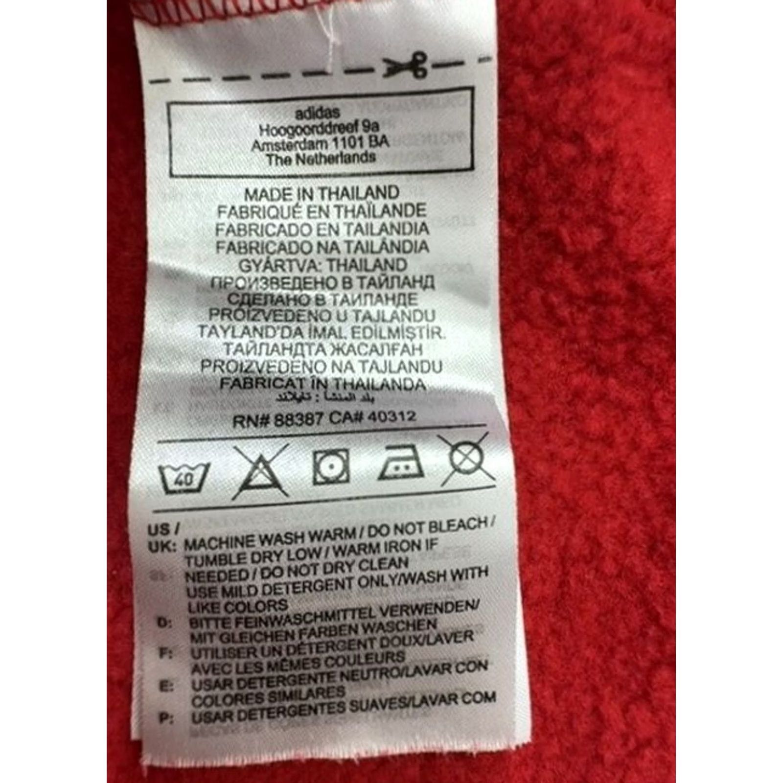 Adidas Adidas Men's Red Pullover Fleece Hoodie M Regular Drawstring Size US M / EU 48-50 / 2 - 4 Thumbnail