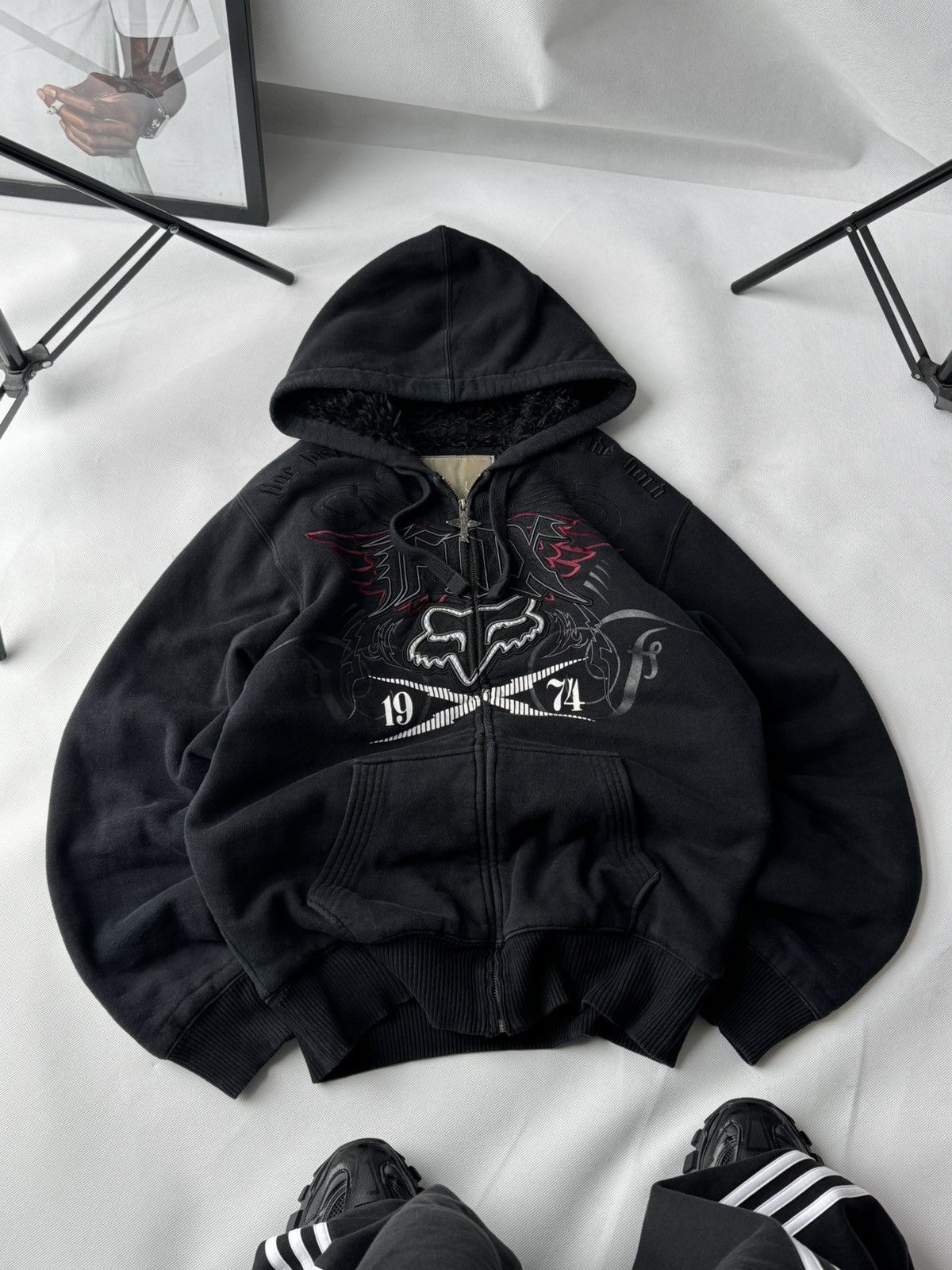 Fox Racing Fox Racing Boxy Fit Zip Hoodie Y2K Affliction Gothic Style Size US XL / EU 56 / 4 - 25 Thumbnail