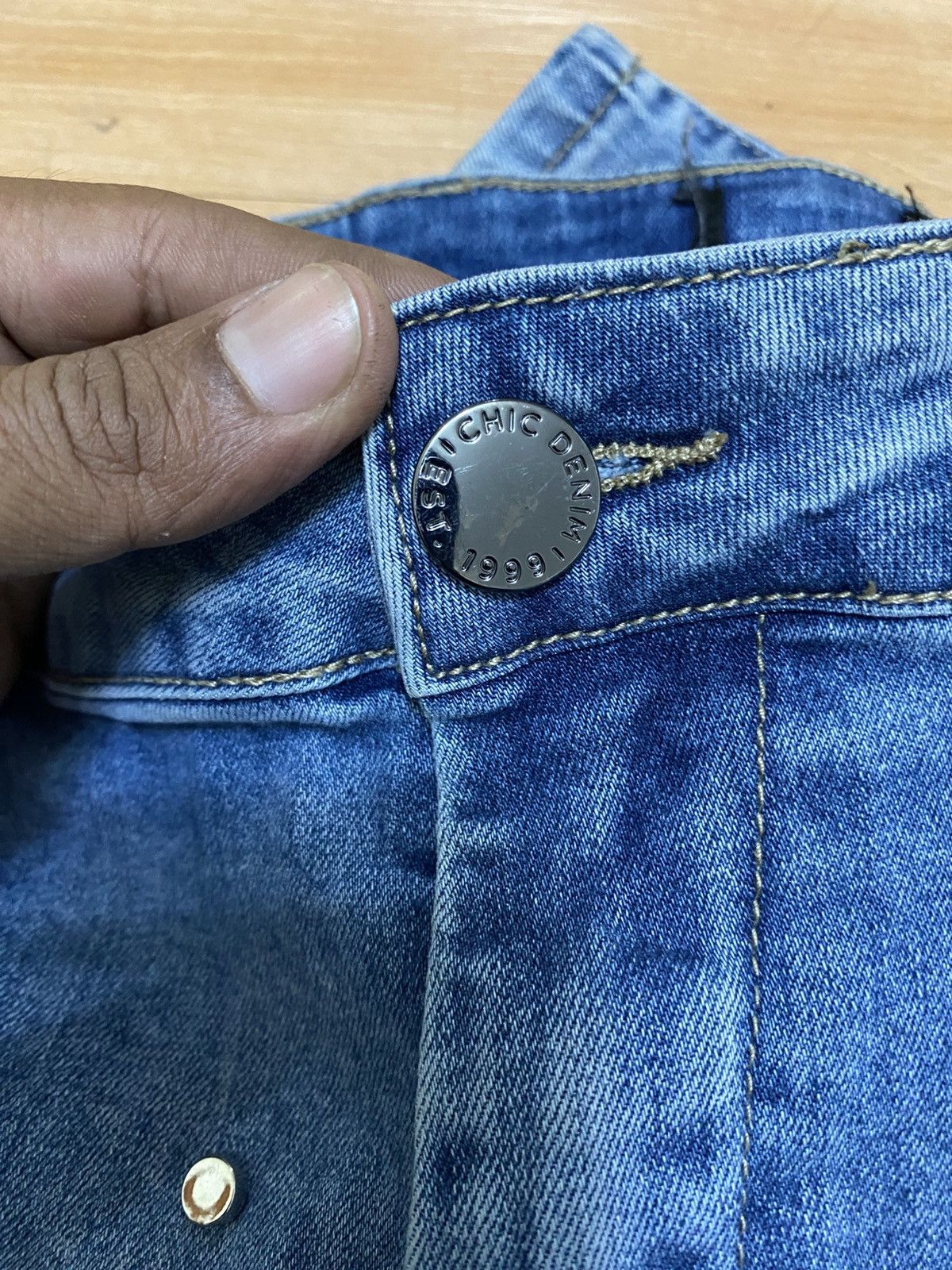 If Six Was Nine Punk Distressed Studded Jeans –Ripped Denim with Metal Rivet Size US 42 / EU 58 - 13 Thumbnail