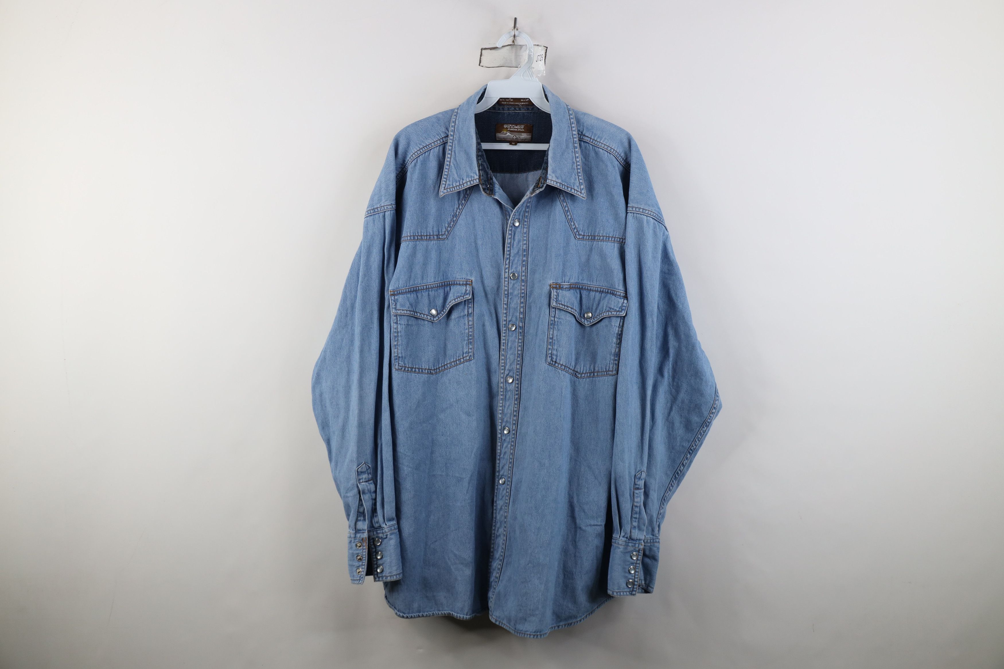 Vintage Vintage 90s Streetwear Cowboy Denim Snap Button Shirt Blue Size US XL / EU 56 / 4 - 1 Thumbnail