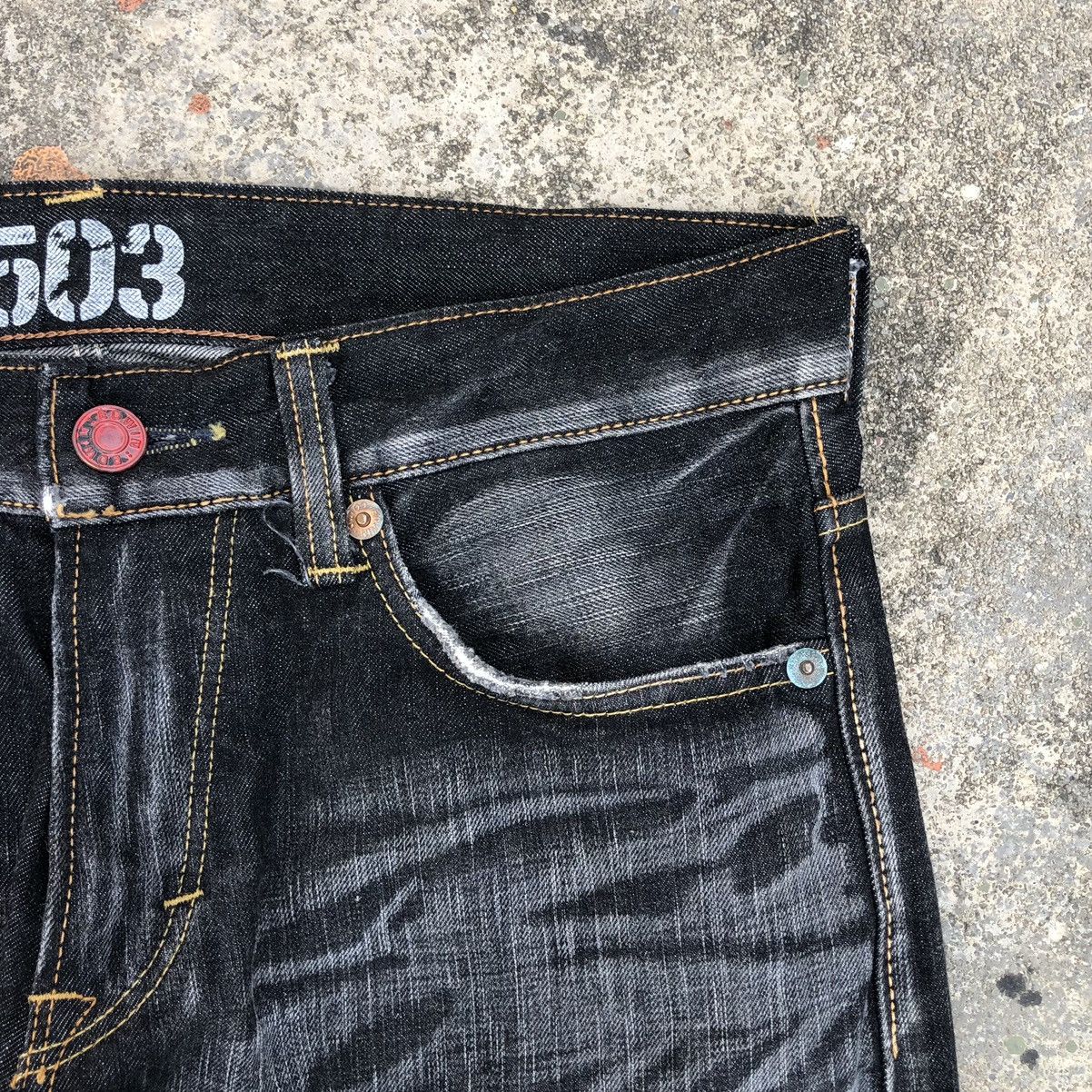 Edwin Vintage Edwin Blue Trip 503 Distressed Denim Jeans Size US 32 / EU 48 - 6 Thumbnail