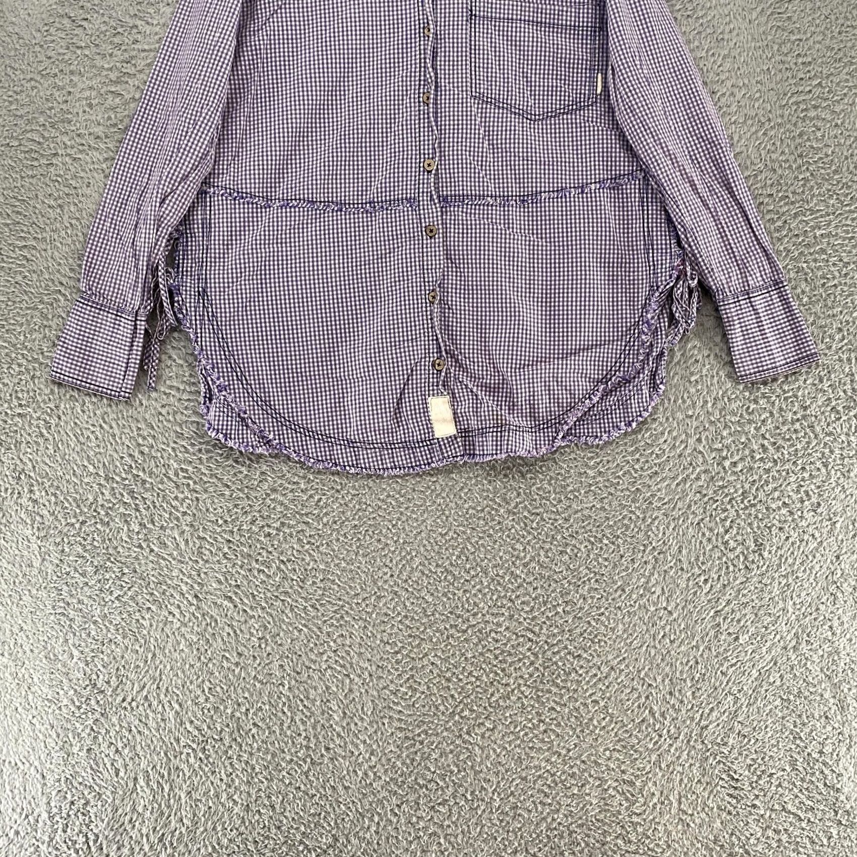 Vintage VINTAGE We The Free Shirt Womens Small Purple Gingham Check Oversized Button-Up Shirt Womens Small Purple Gingham Check Oversized Size S / US 4 / IT 40 - 3 Thumbnail