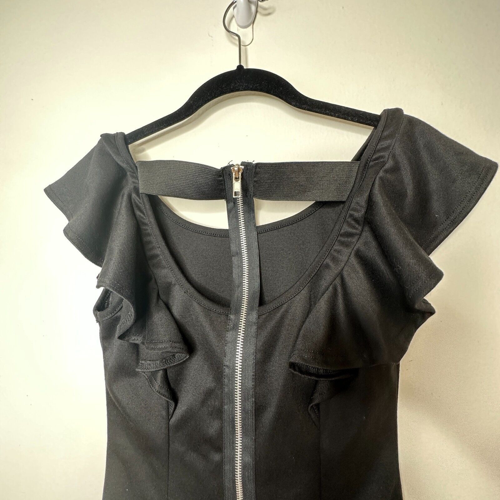 Other 21 Satin Black Ruffle Sleeveless Mini Exposed Back Design S Size S / US 4 / IT 40 - 4 Thumbnail