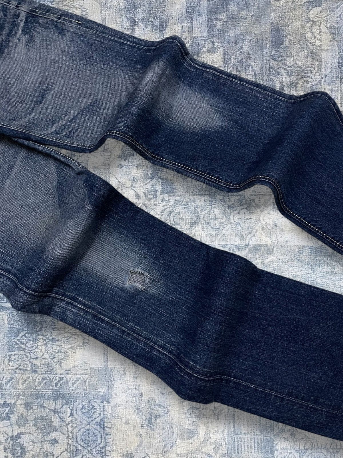 Edwin Vintage 90s Japan Designer Edwin Blue Trip Distressed Denim Size US 32 / EU 48 - 6 Thumbnail