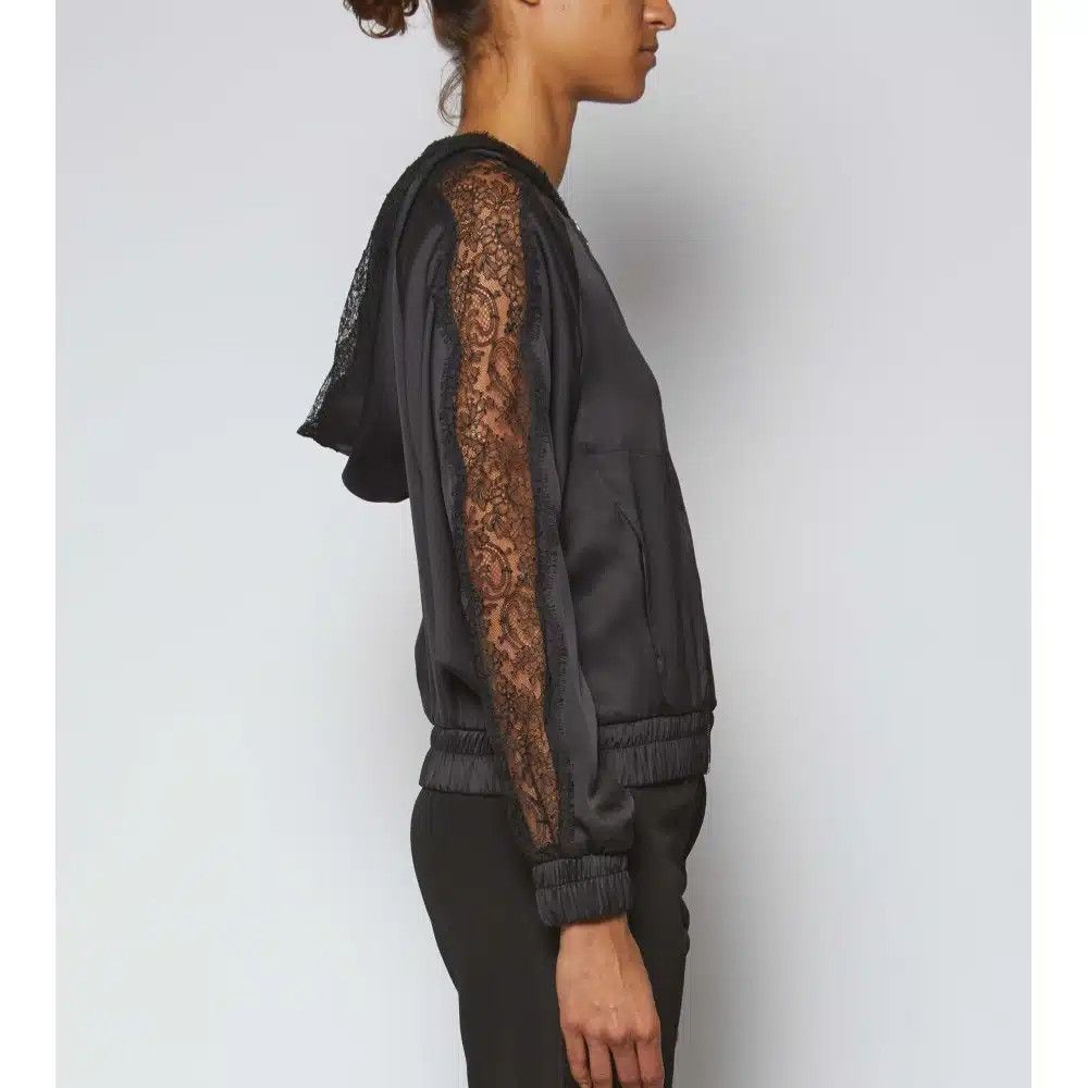 Tom Ford o1loc1c0525 CS1041 Silk & Lace Hoodie Jacket in Black Size XS / US 0-2 / IT 36-38 - 2 Thumbnail