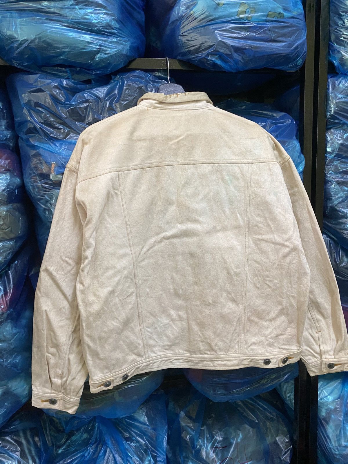 Other Vintage Michel Bachoz Paris Beige Denim Jacket Workwear Size US L / EU 52-54 / 3 - 9 Thumbnail