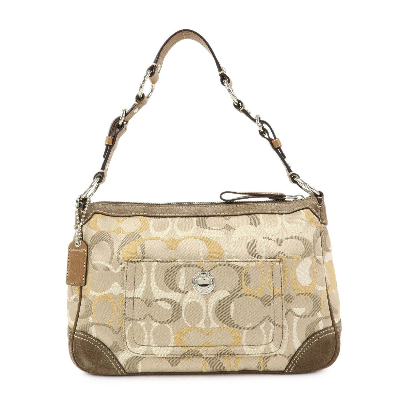Coach Coach Signature Canvas & Suede Shoulder Bag Beige Size ONE SIZE - 1 Thumbnail